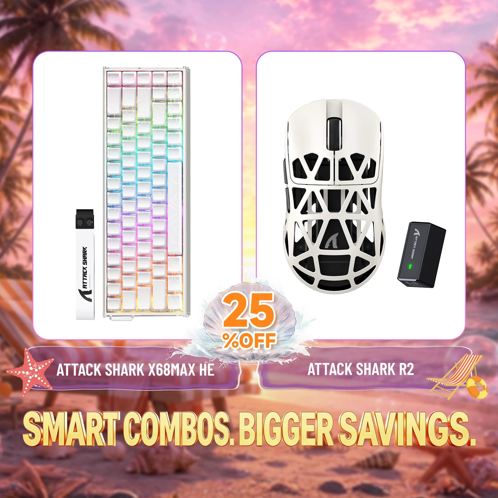 ATTACK SHARK X68MAX HE Tastiera in Alluminio Rapid Trigger + Mouse da Gaming Wireless in Lega di Magnesio R2 Bundle