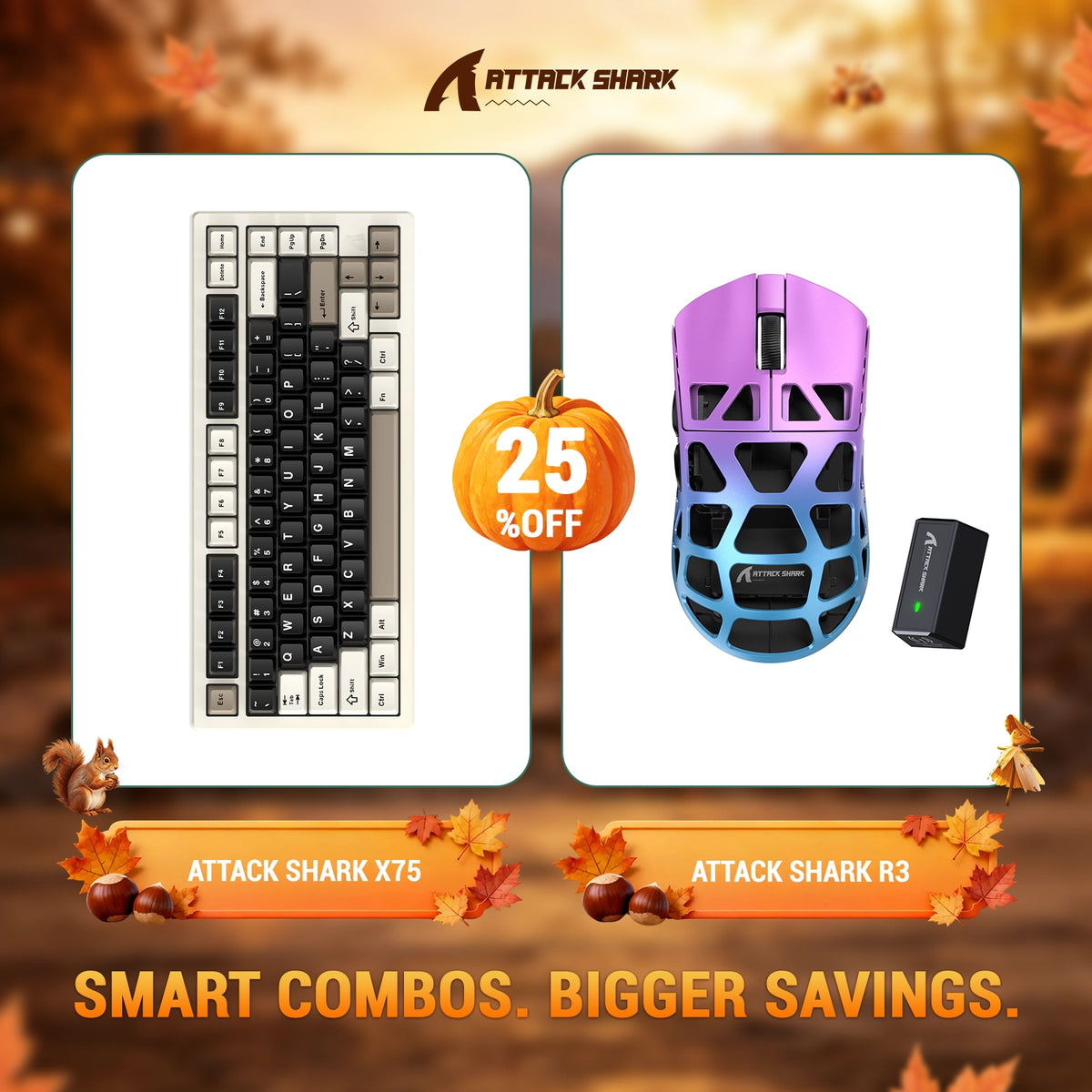 ATTACK SHARK X75 Tastiera in Alluminio Completo + Mouse da Gaming in Lega di Magnesio R3 Bundle