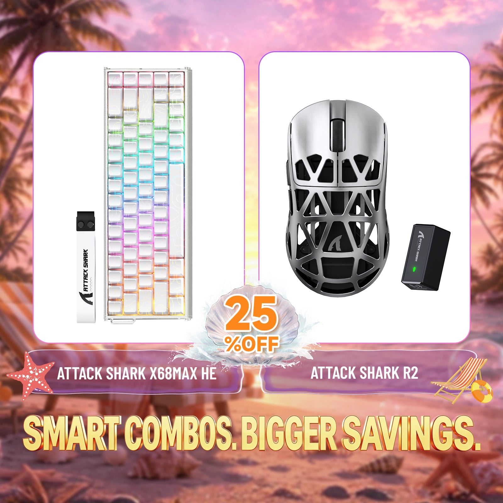 ATTACK SHARK X68MAX HE Tastiera in Alluminio Rapid Trigger + Mouse da Gaming Wireless in Lega di Magnesio R2 Bundle