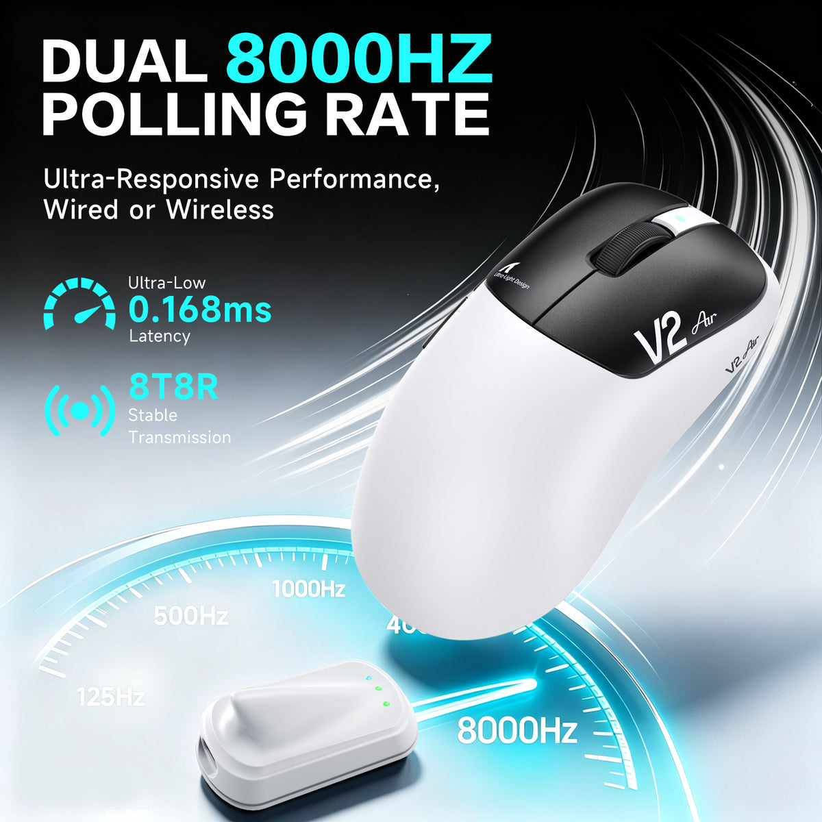 ATTACK SHARK V2 AIR PAW3955MAX Mouse da gioco wireless ergonomico