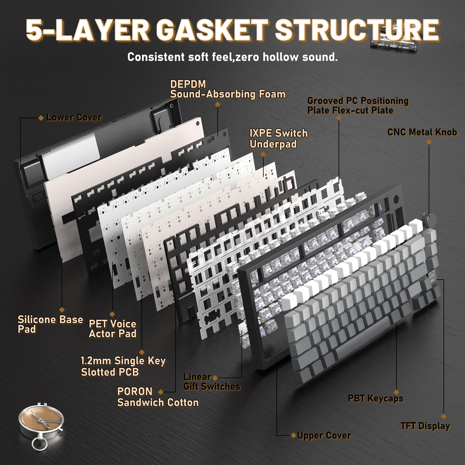 Tastiera meccanica ATTACK SHARK X820ULTRA con cavo a spirale C01ULTRA