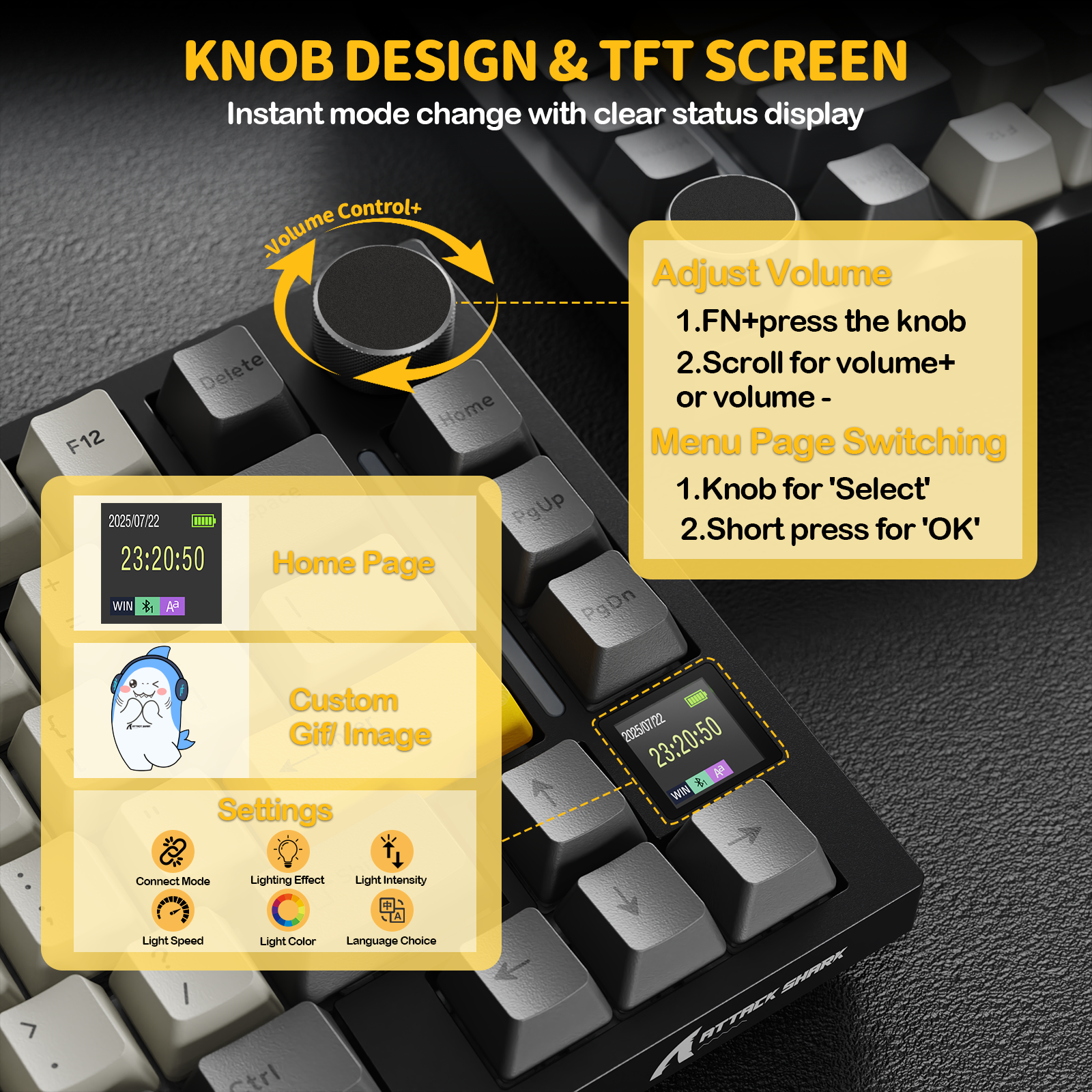 ATTACK SHARK X820Ultra Tastiera Meccanica con Guarnizione a Tre Modalità