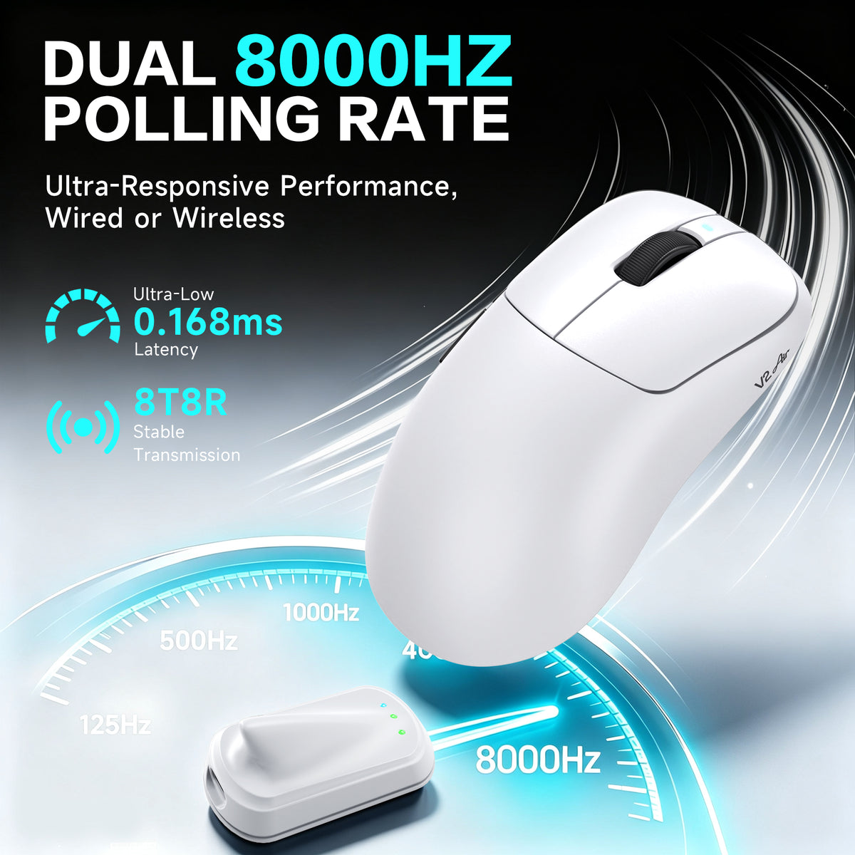 ATTACK SHARK V2 AIR PAW3955MAX Mouse da gioco wireless ergonomico