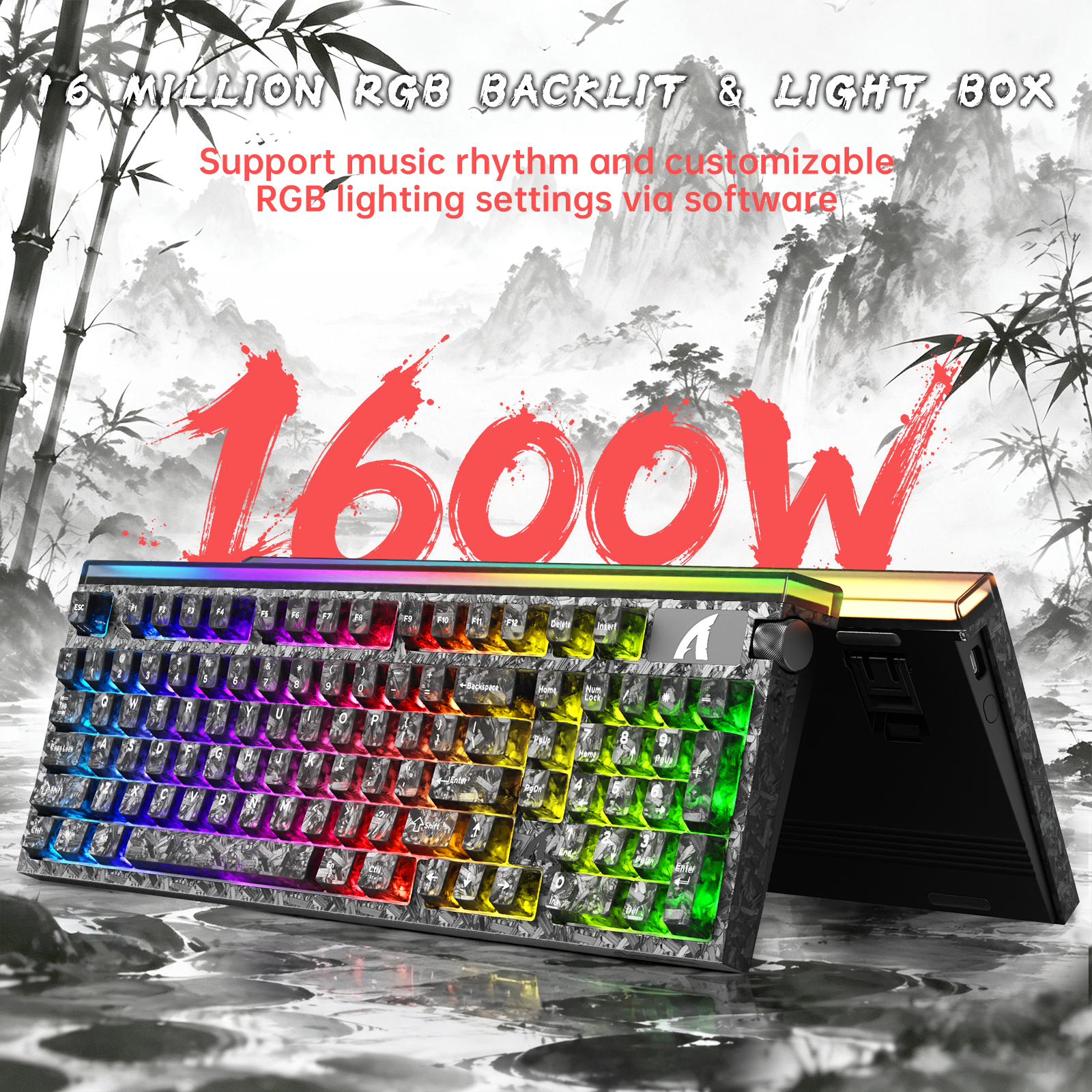 Tastiera con cavo ATTACK SHARK R98 HE in fibra di carbonio, interruttore magnetico a scatto rapido cablato con cavo avvolto Ultra RGB C01