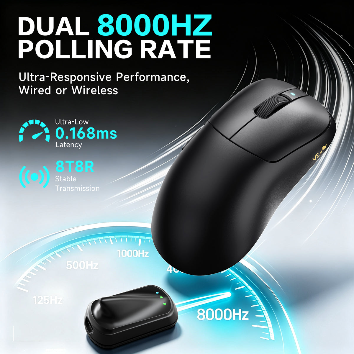 ATTACK SHARK V2 AIR PAW3955MAX Mouse da gioco wireless ergonomico