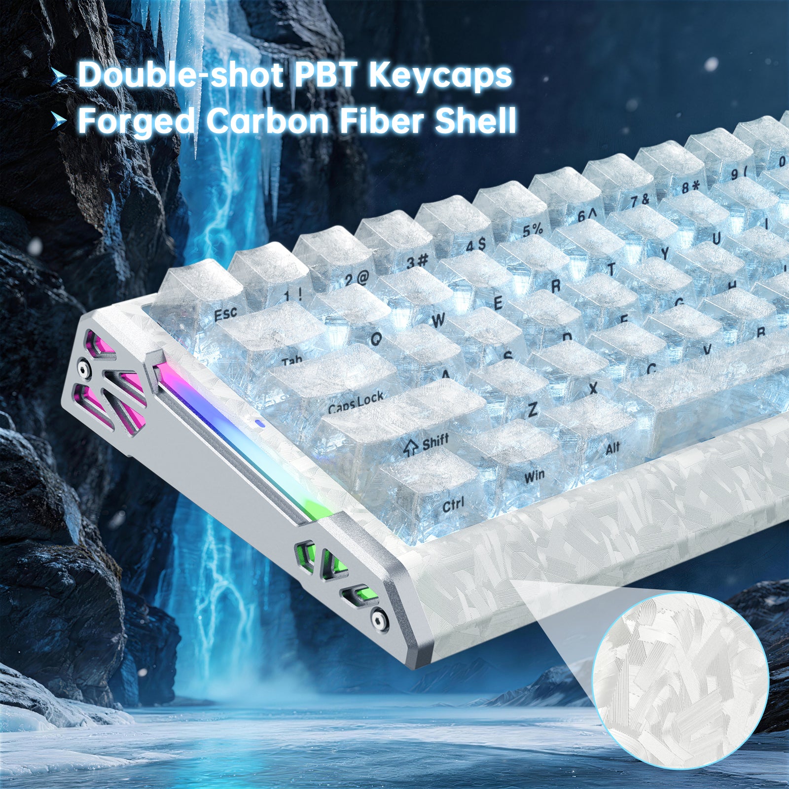 ATTACK SHARK R68 HE Tastiera Rapid Trigger Cablate in Fibra di Carbonio con Interruttore Magnetico e Cavo RGB Avvolto C01 Ultra