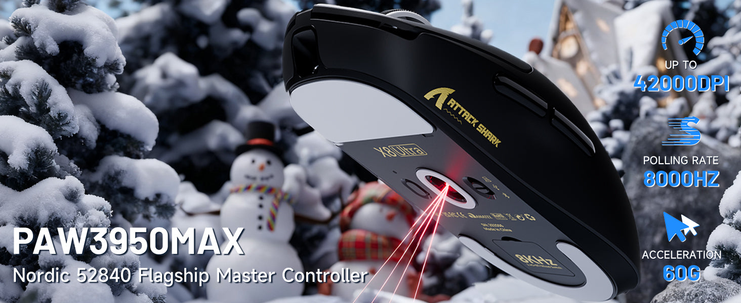 ATTACK SHARK X8 Ultra Mouse da Gioco Wireless 8KHz con Cavo C06 Ultra