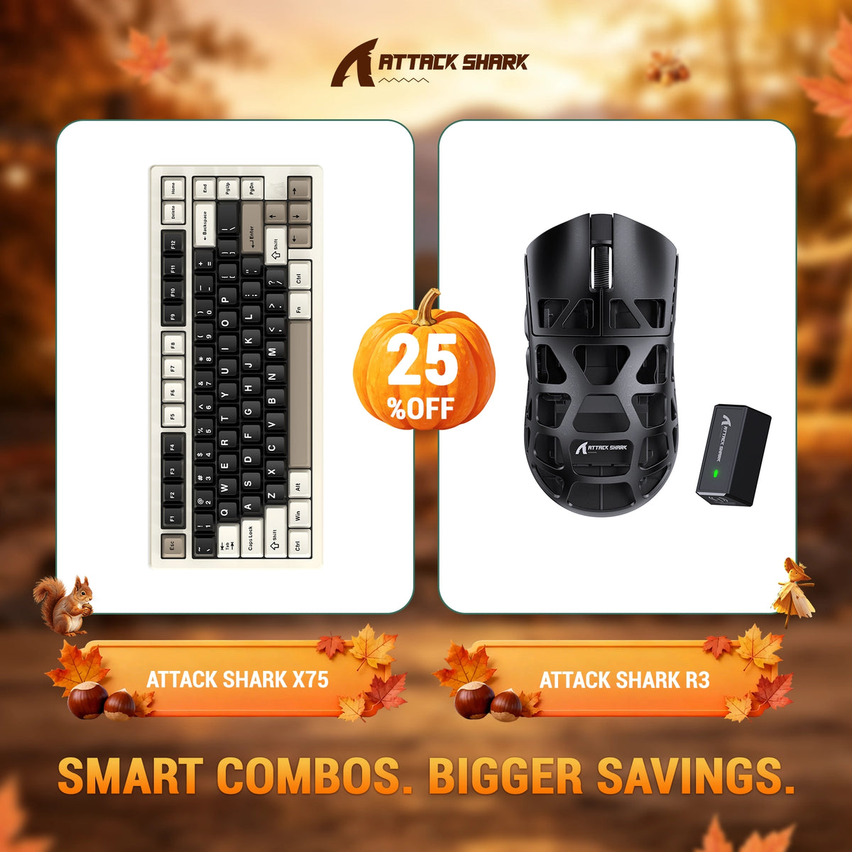 ATTACK SHARK X75 Tastiera in Alluminio Completo + Mouse da Gaming in Lega di Magnesio R3 Bundle
