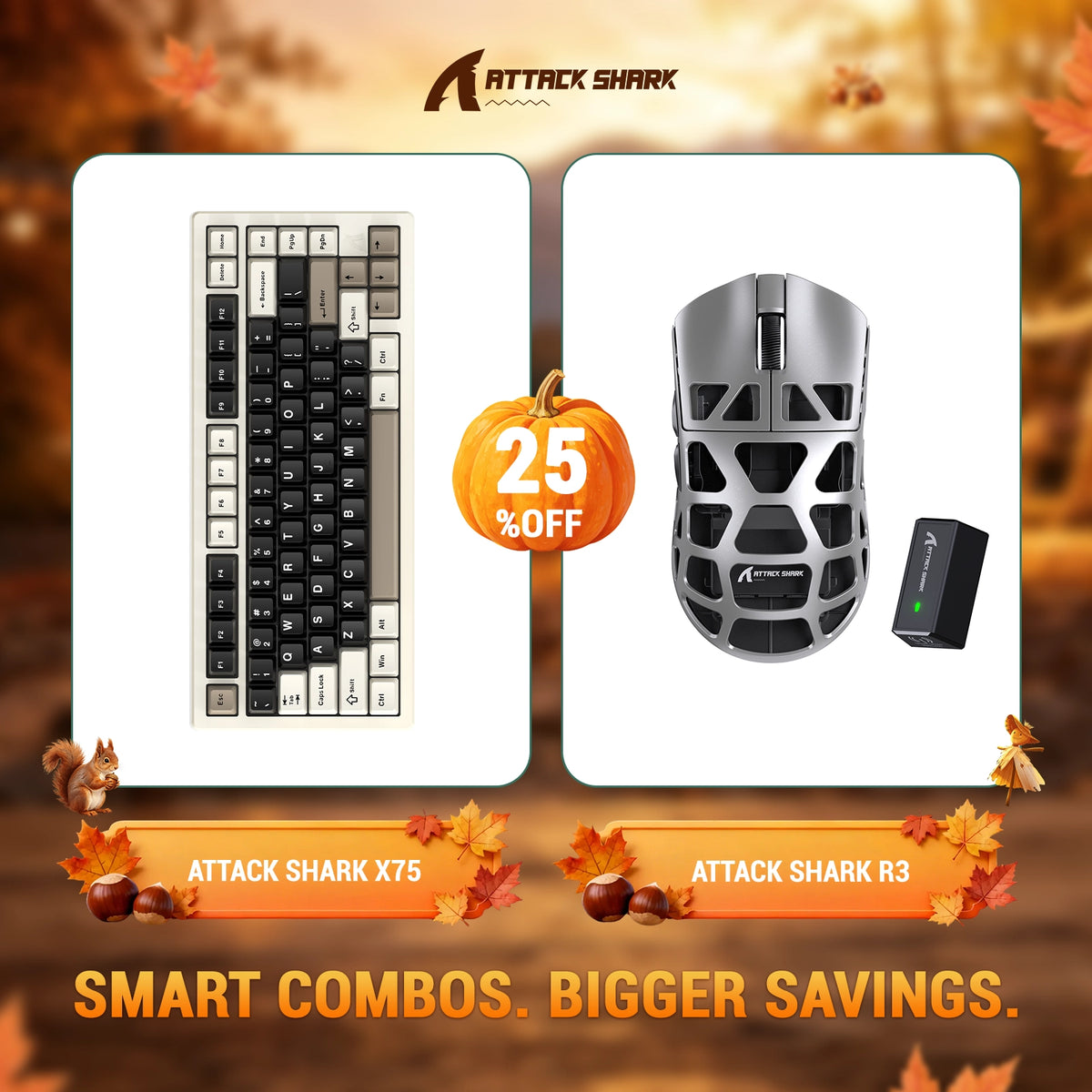ATTACK SHARK X75 Tastiera in Alluminio Completo + Mouse da Gaming in Lega di Magnesio R3 Bundle