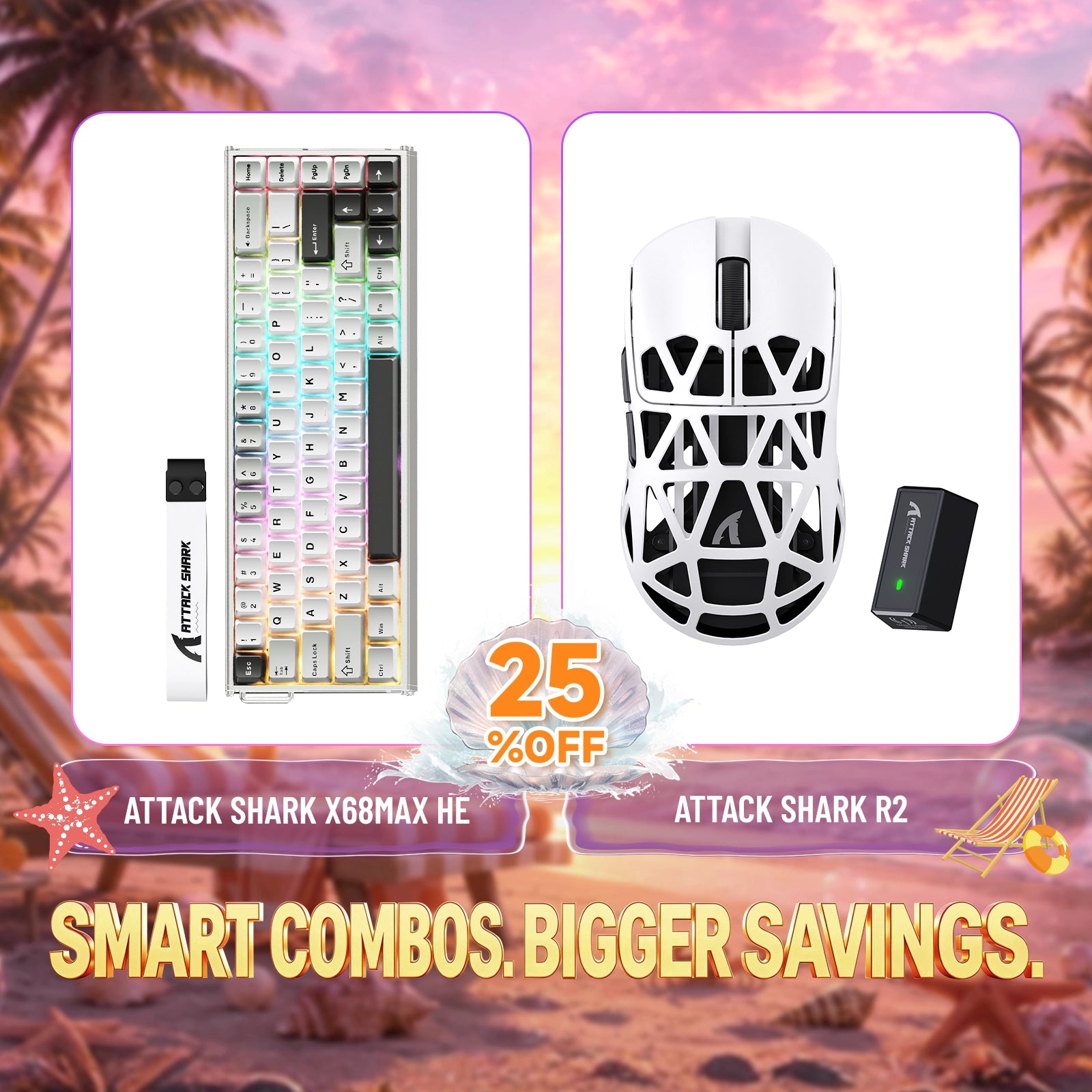 ATTACK SHARK X68MAX HE aluminum keyboard and R2 wireless gaming mouse bundle, 25% off