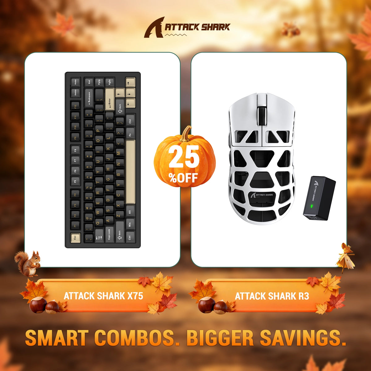 ATTACK SHARK X75 Tastiera in Alluminio Completo + Mouse da Gaming in Lega di Magnesio R3 Bundle