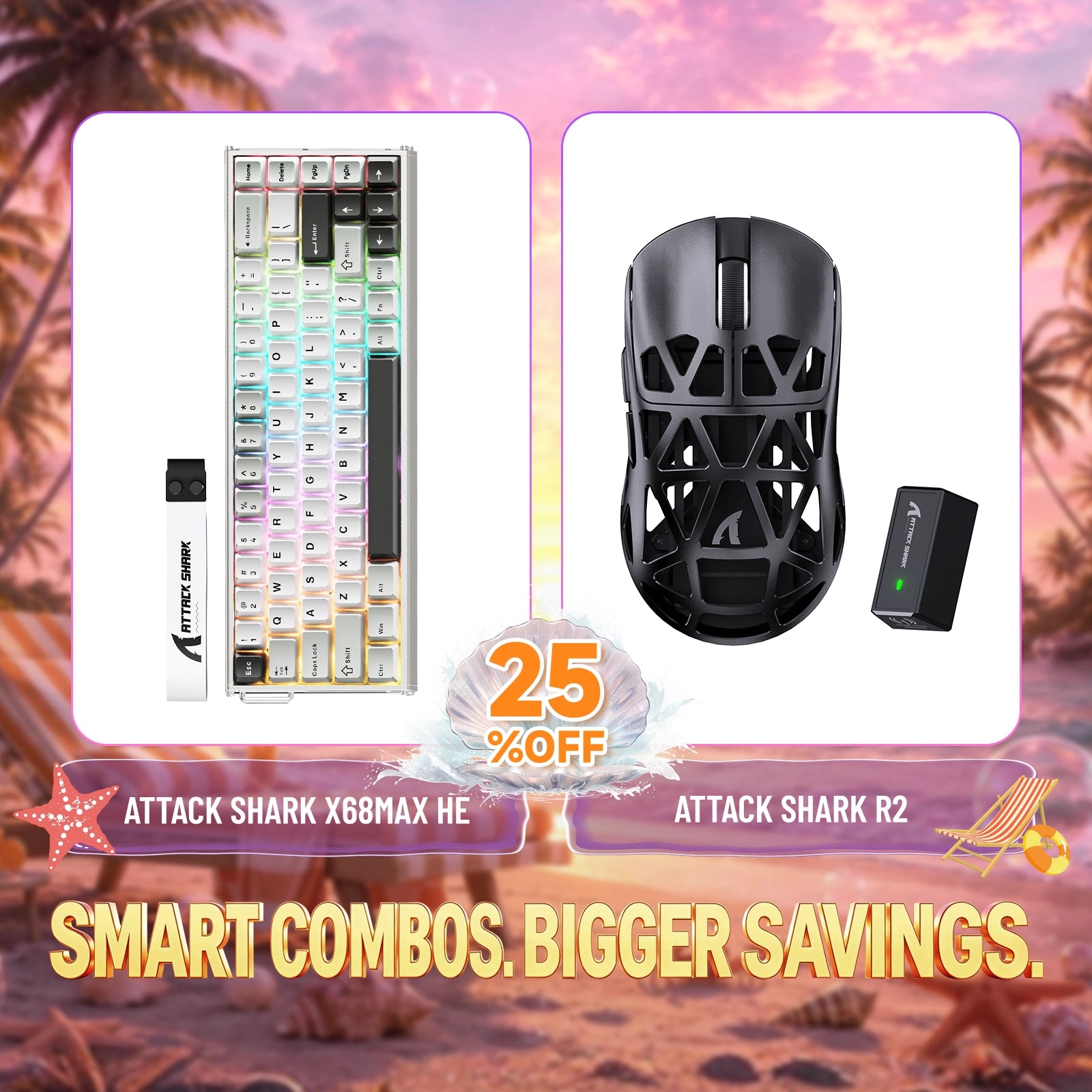 ATTACK SHARK X68MAX HE Tastiera in Alluminio Rapid Trigger + Mouse da Gaming Wireless in Lega di Magnesio R2 Bundle