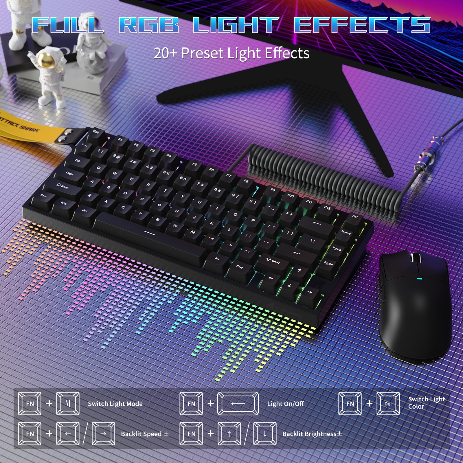 ATTACK SHARK R82 HE Tastiera Gaming Wired 75% con Cavo LED C01ULTRA