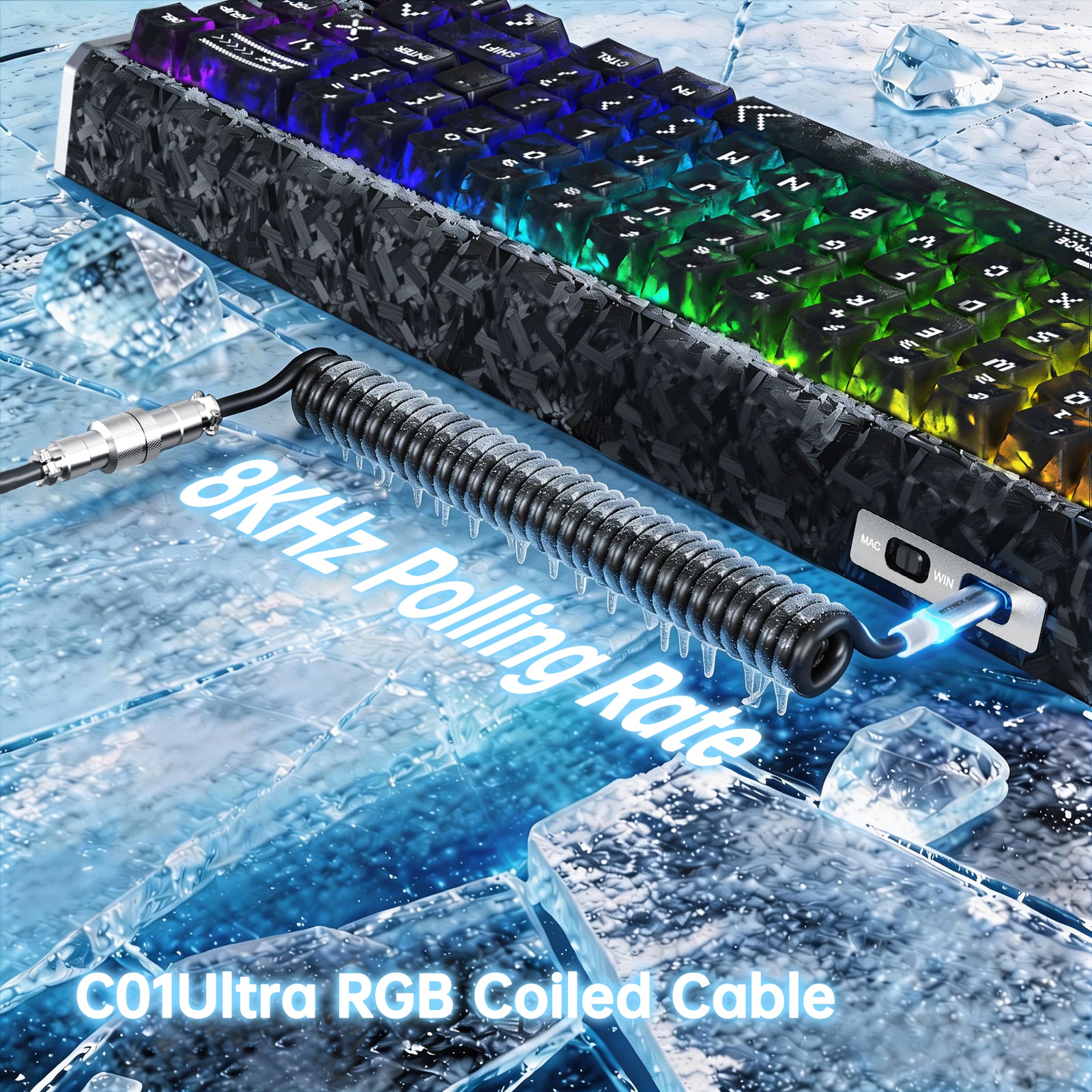 ATTACK SHARK R68 HE Tastiera Rapid Trigger Cablate in Fibra di Carbonio con Interruttore Magnetico e Cavo RGB Avvolto C01 Ultra