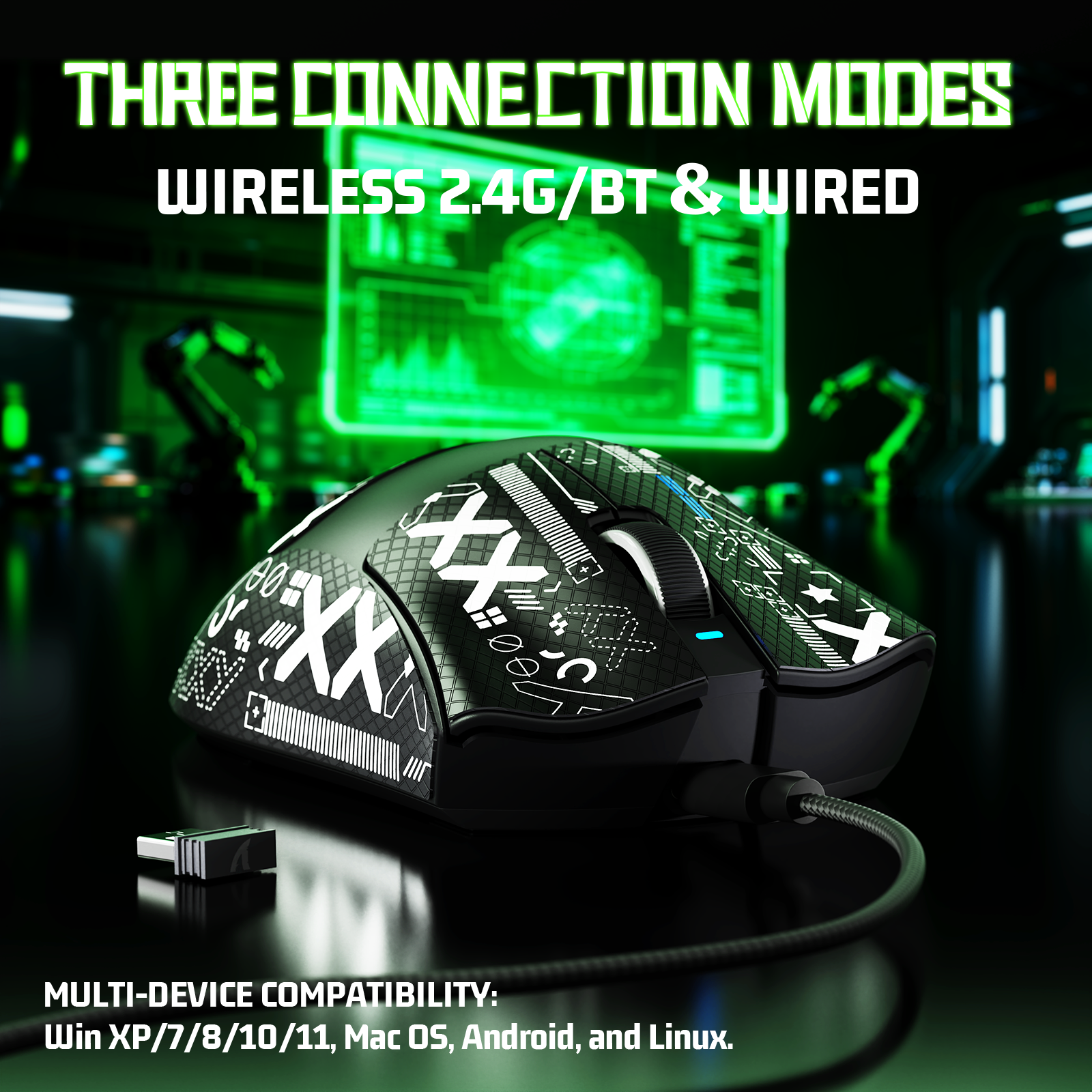 ATTACK SHARK V3 Mouse da Gioco Tri-Mode Ultra-Leggero