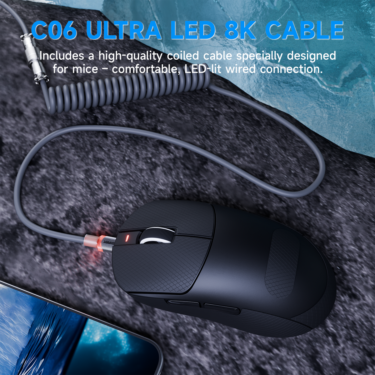 Mouse da gaming wireless tri-modalità ATTACK SHARK X8 PLUS con cavo C06 ULTRA