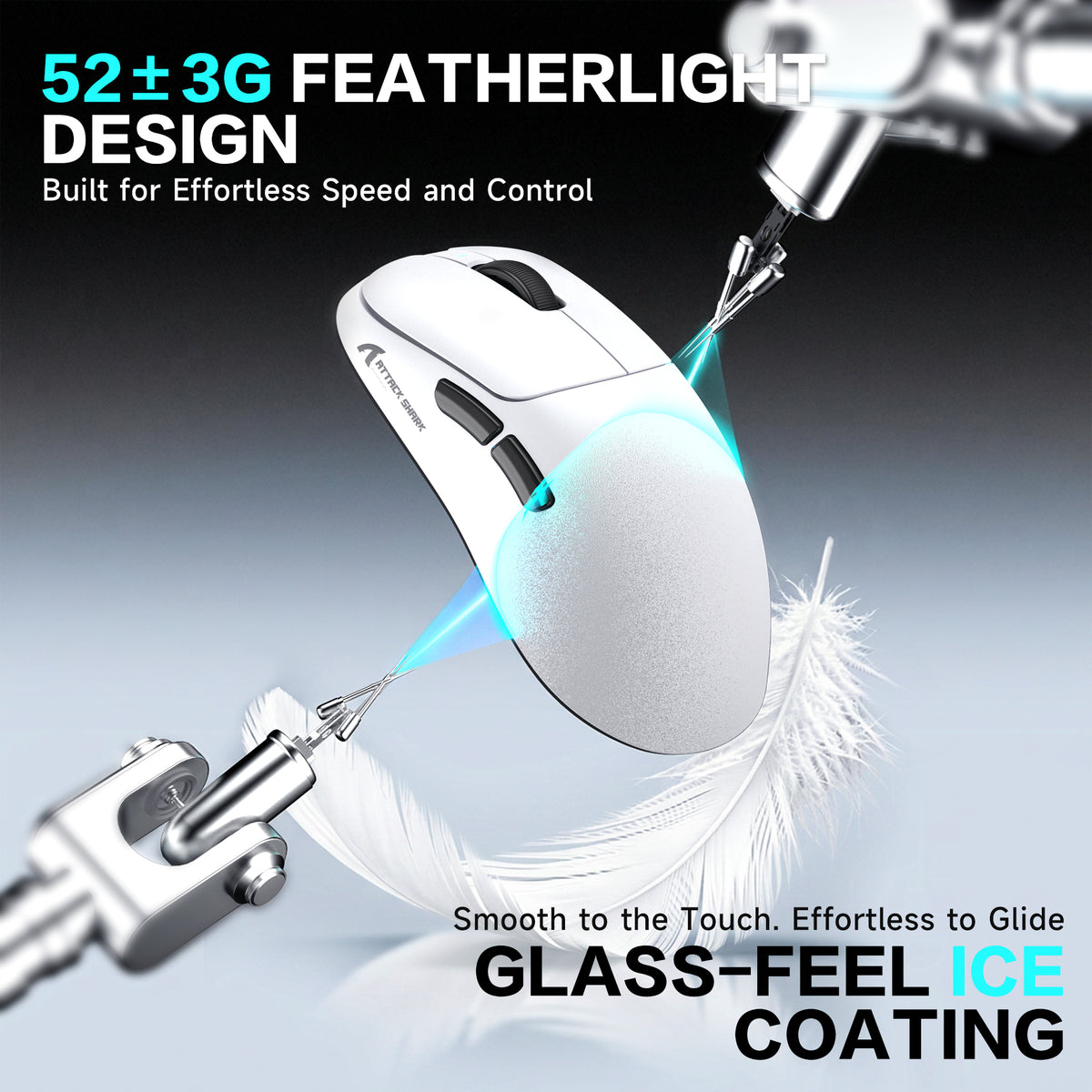 ATTACK SHARK V2 AIR PAW3955MAX Mouse da gioco wireless ergonomico