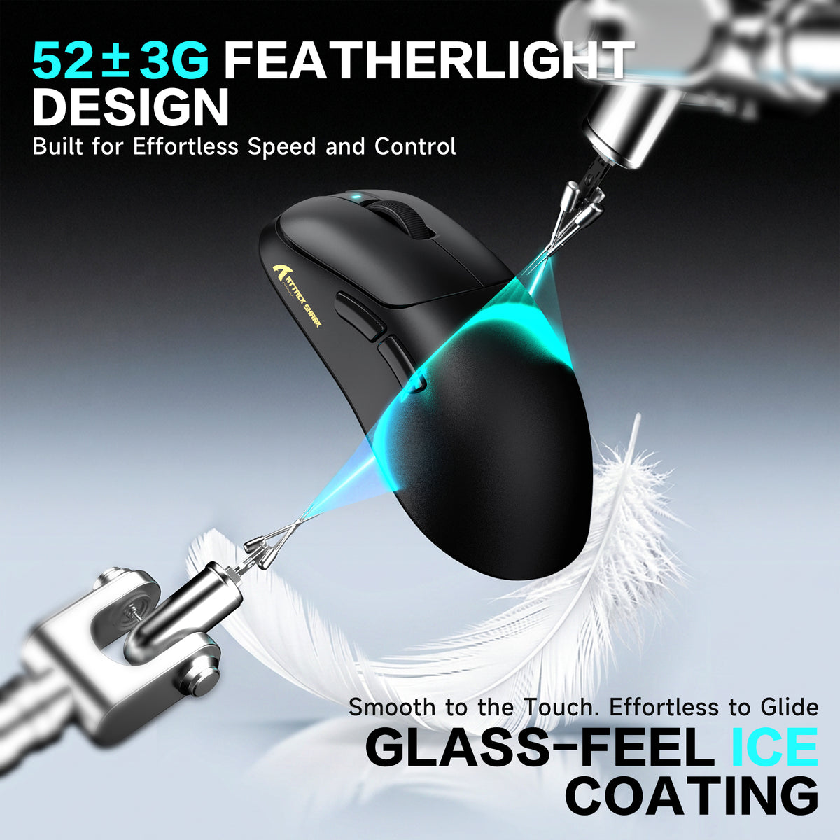 ATTACK SHARK V2 AIR PAW3955MAX Mouse da gioco wireless ergonomico
