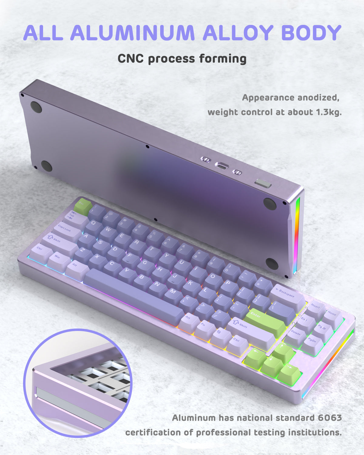 ATTACK SHARK M71 CNC aluminum wireless mechanical keyboard with RGB lighting