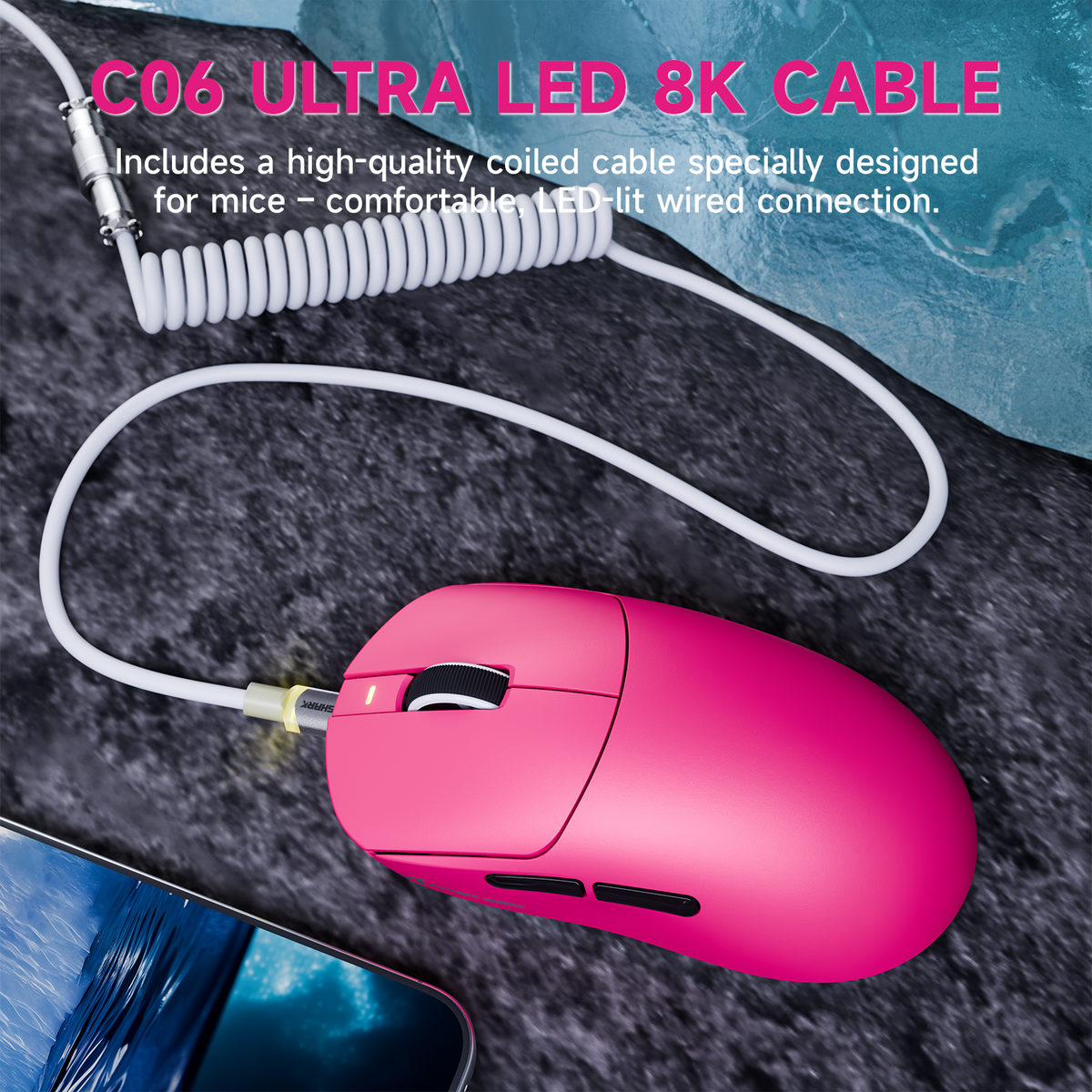 Mouse da gaming wireless tri-modalità ATTACK SHARK X8 PLUS con cavo C06 ULTRA