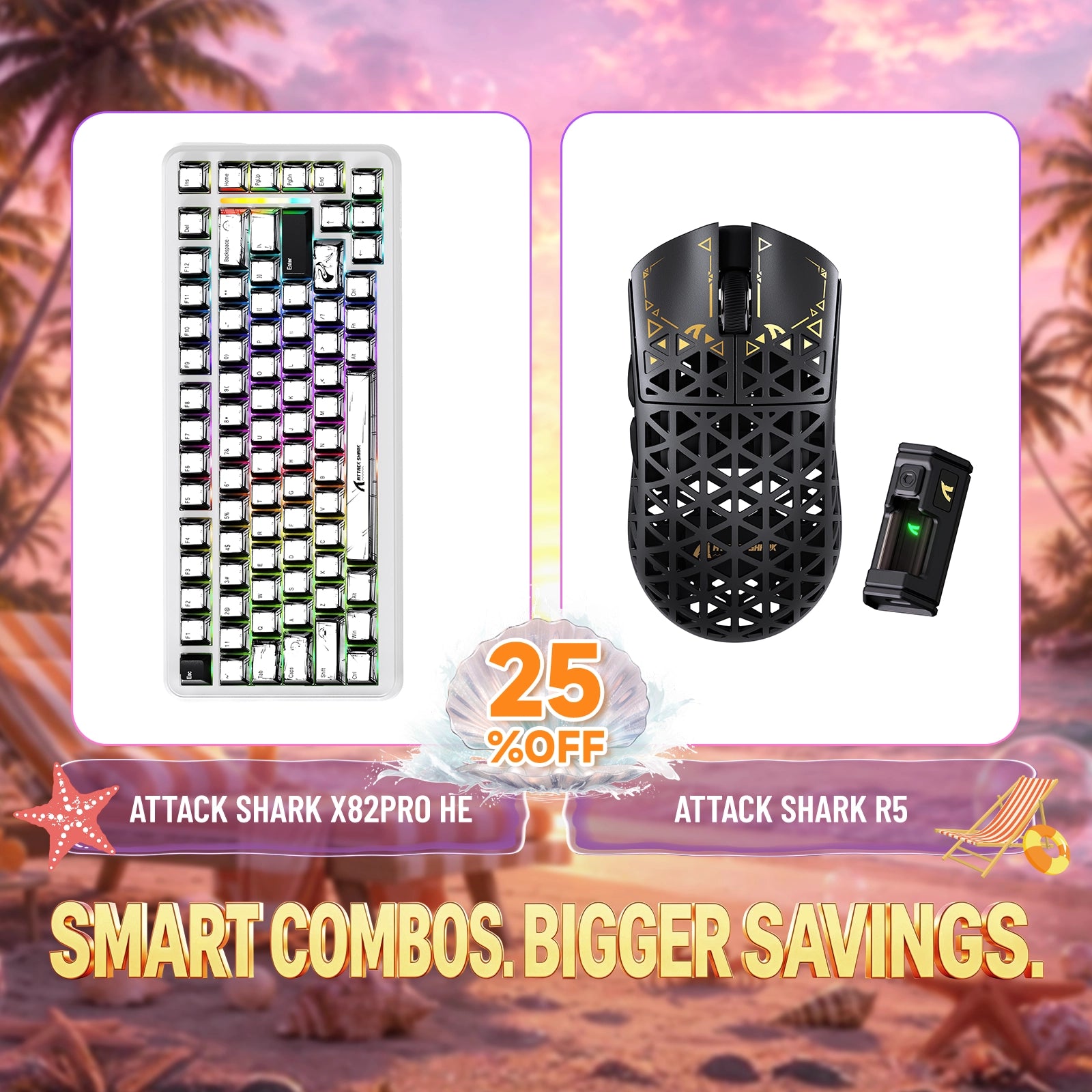 ATTACK SHARK X82PRO HE Tastiera Rapid Trigger + Mouse da Gaming Wireless in Fibra di Carbonio R5 Bundle