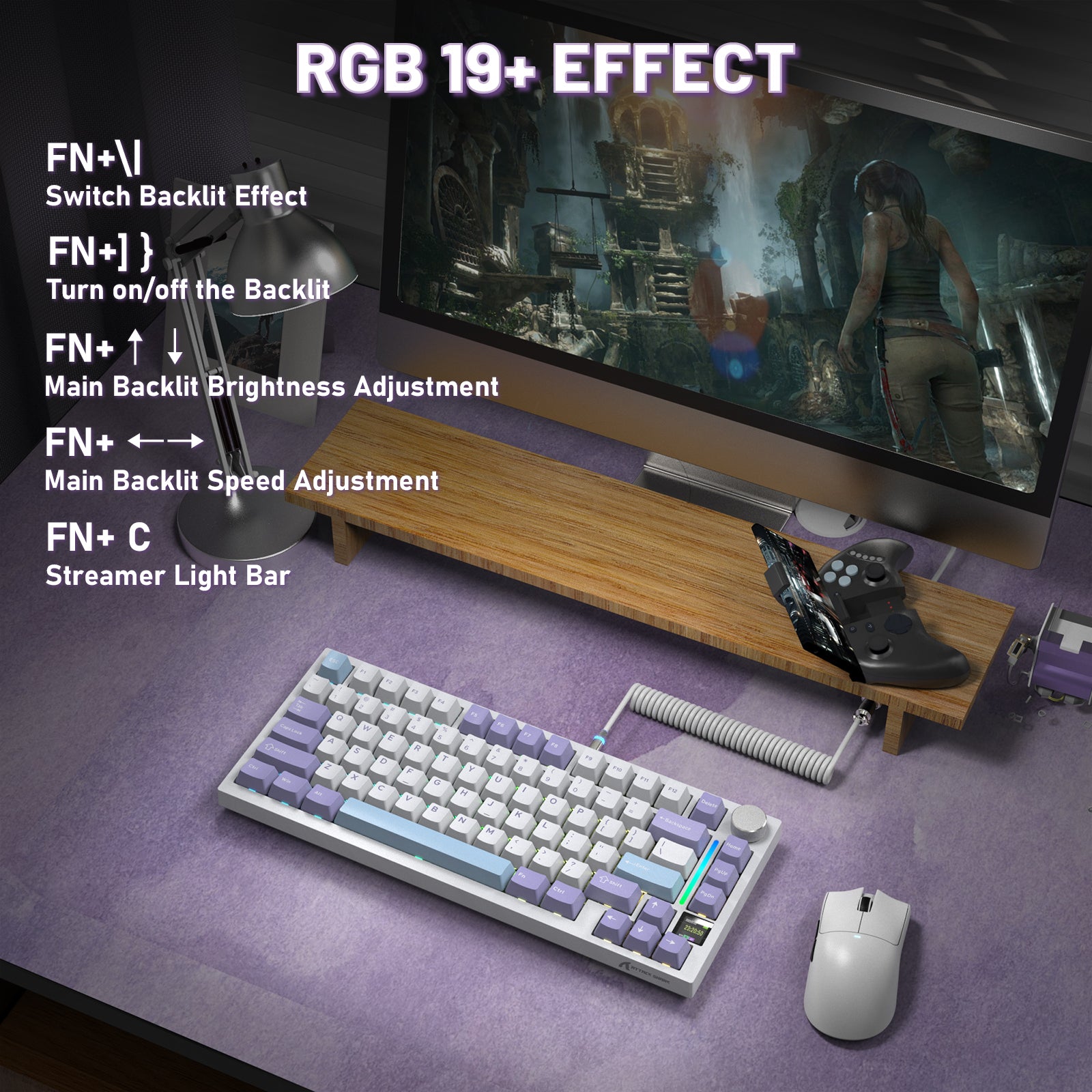 Tastiera meccanica ATTACK SHARK X820ULTRA con cavo a spirale C01ULTRA