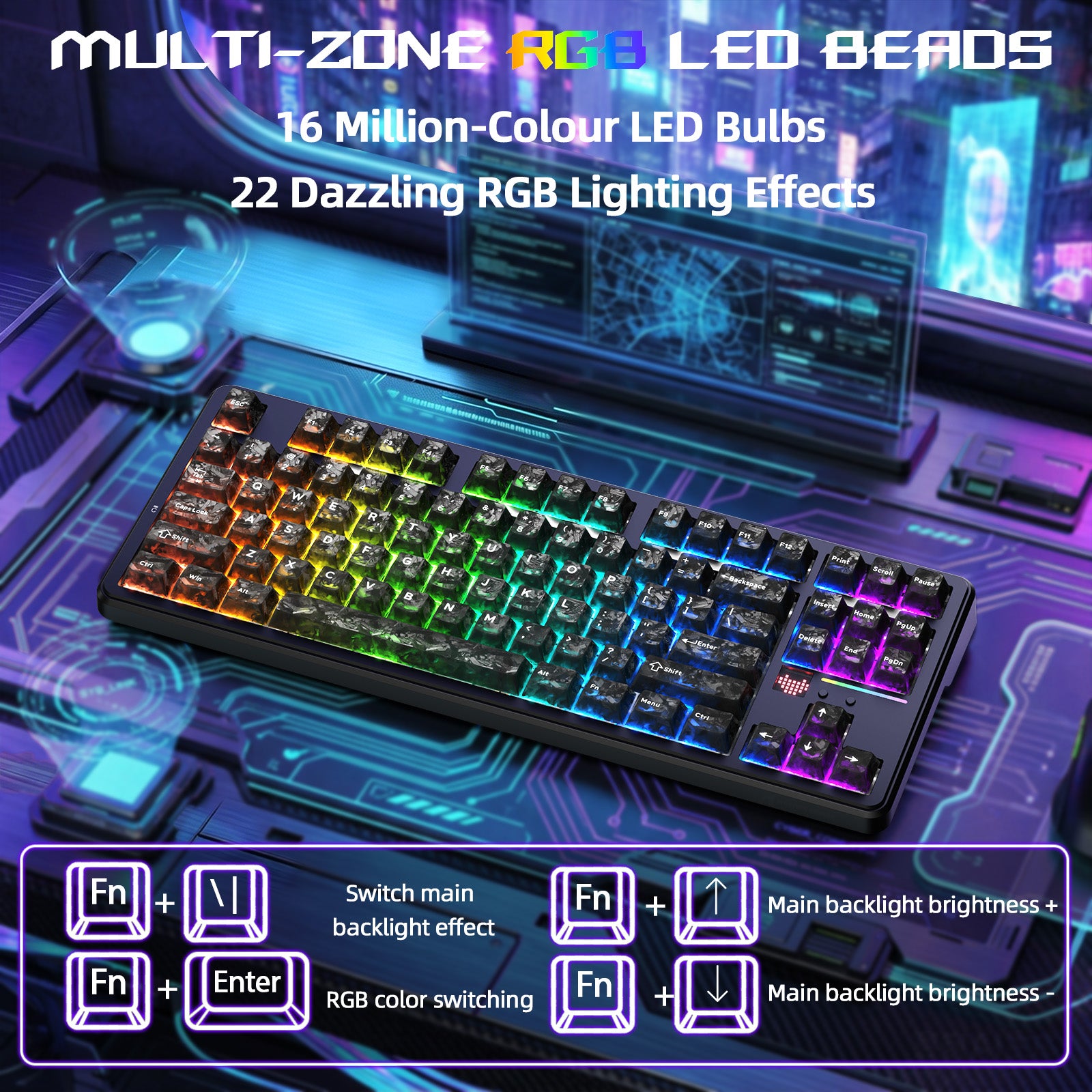 ATTACK SHARK X87 ULTRA Tastiera da gioco wireless con ricevitore 8KHz e cavo a spirale RGB
