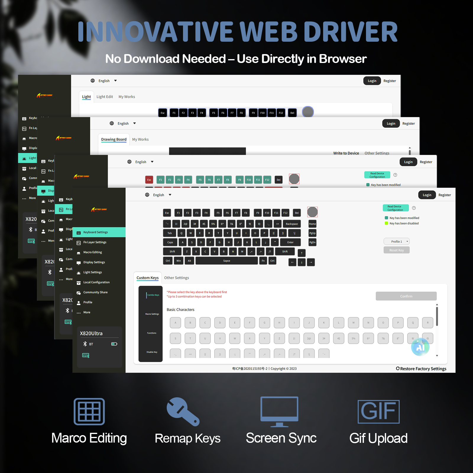 ATTACK SHARK X820Ultra Tastiera Meccanica con Guarnizione a Tre Modalità
