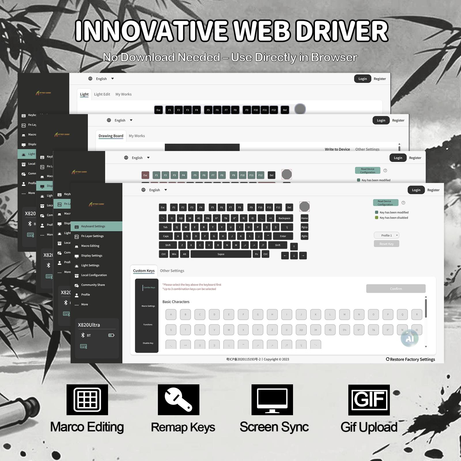 ATTACK SHARK X820Ultra Tastiera Meccanica con Guarnizione a Tre Modalità