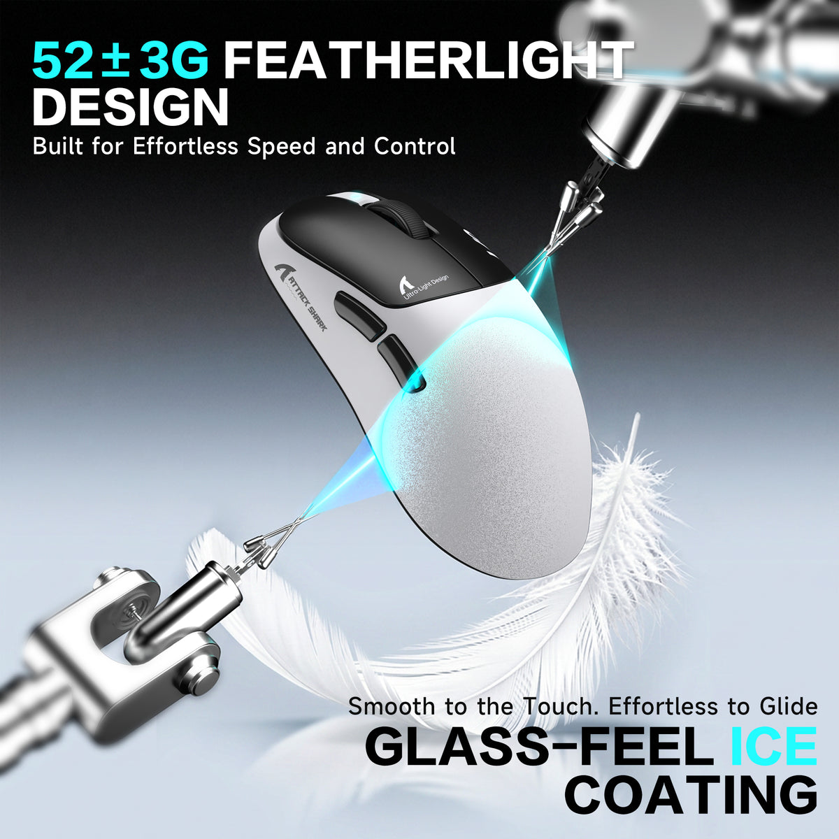 ATTACK SHARK V2 AIR PAW3955MAX Mouse da gioco wireless ergonomico