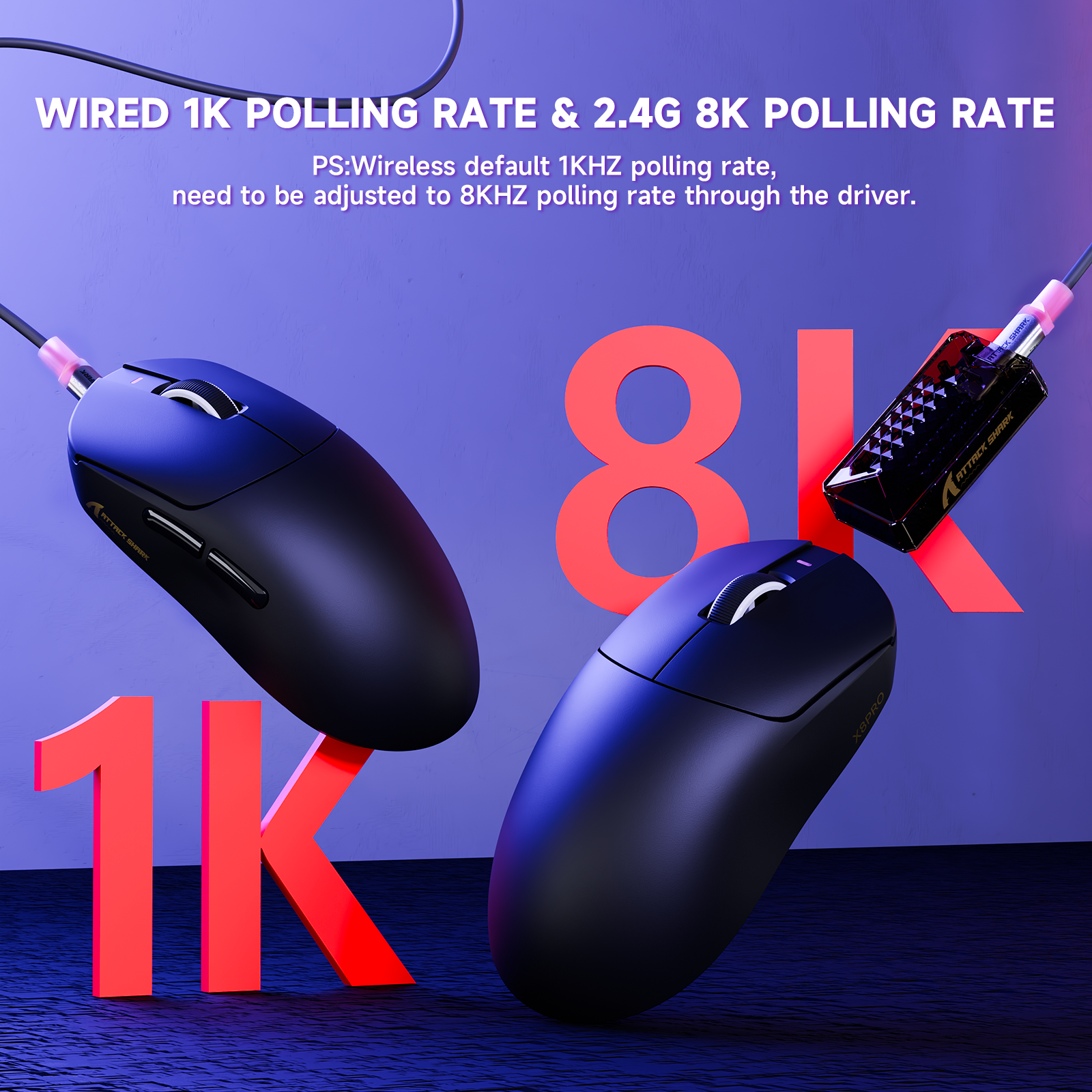 ATTACK SHARK X8PRO Mouse da Gioco Wireless Ultra-Leggero & Cavo C06ULTRA