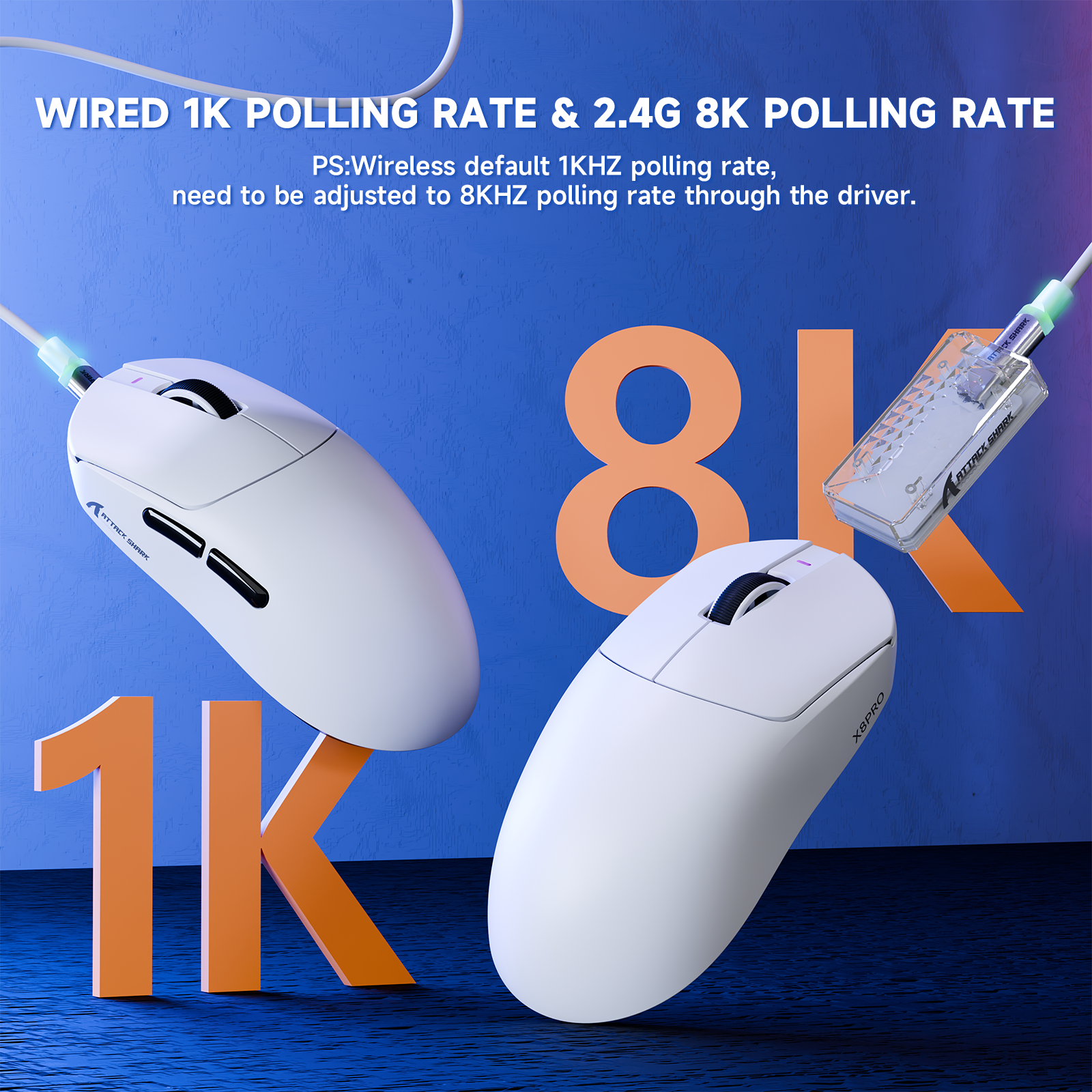 ATTACK SHARK X8PRO Mouse da Gioco Wireless Ultra-Leggero & Cavo C06ULTRA