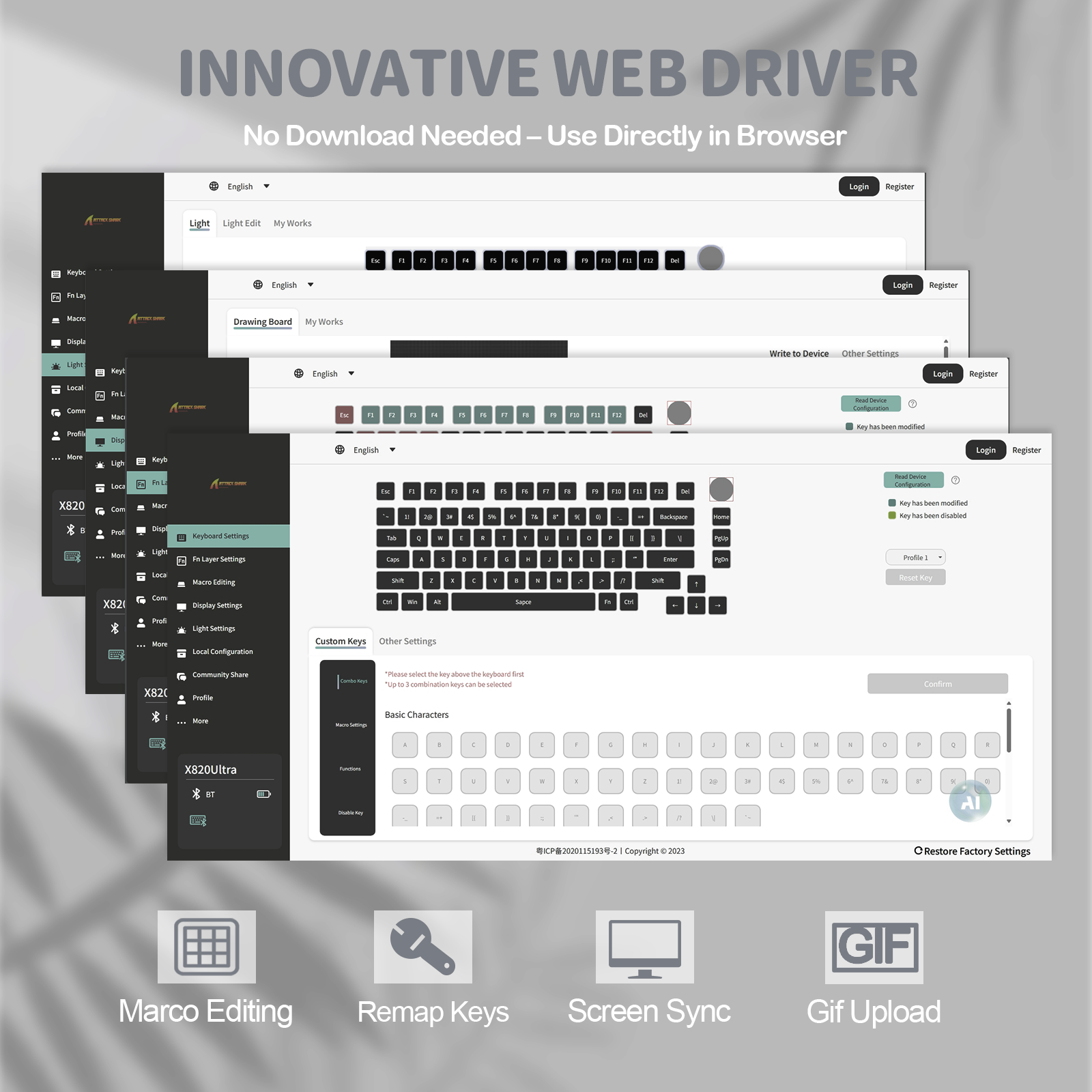 ATTACK SHARK X820Ultra Tastiera Meccanica con Guarnizione a Tre Modalità
