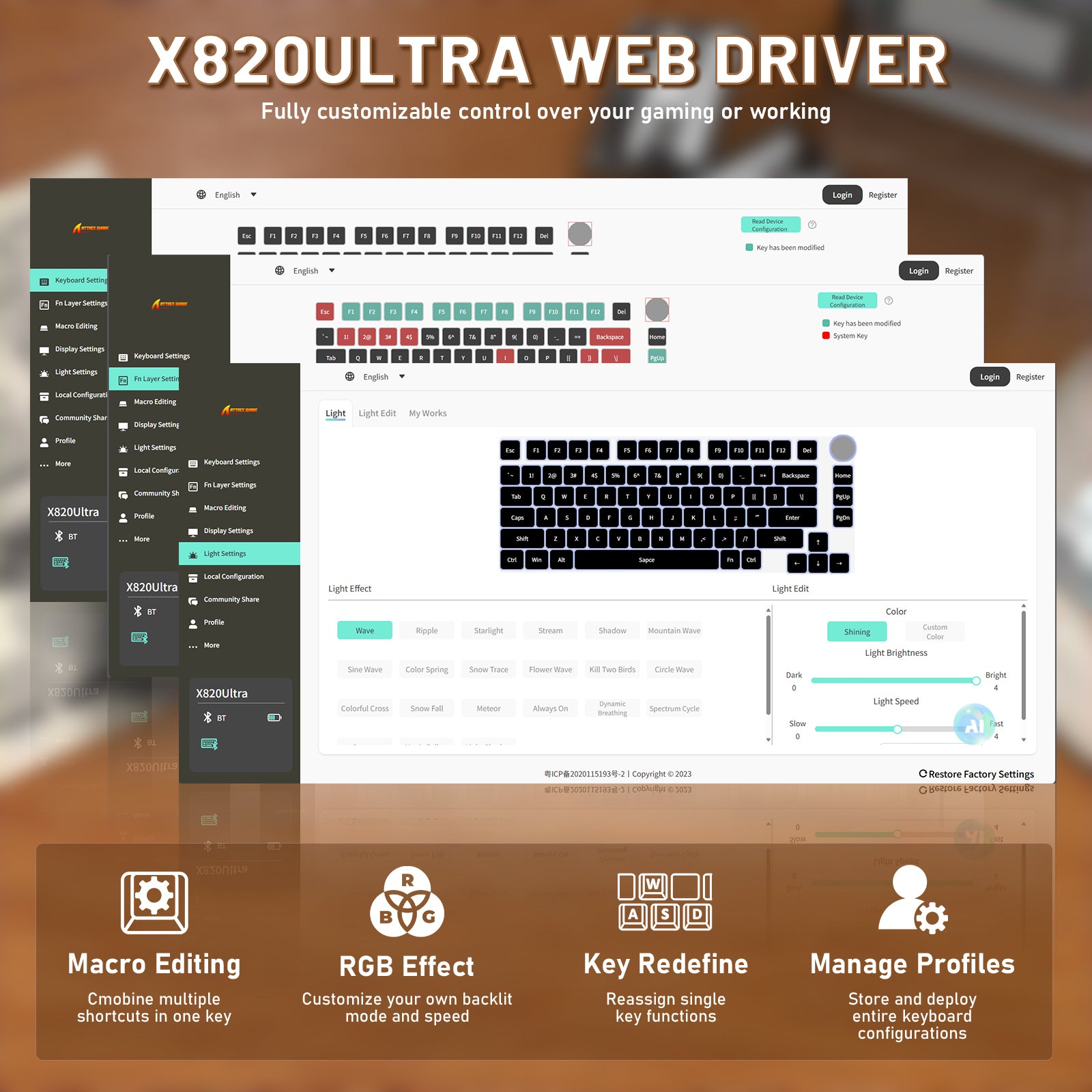 Tastiera meccanica ATTACK SHARK X820ULTRA con cavo a spirale C01ULTRA