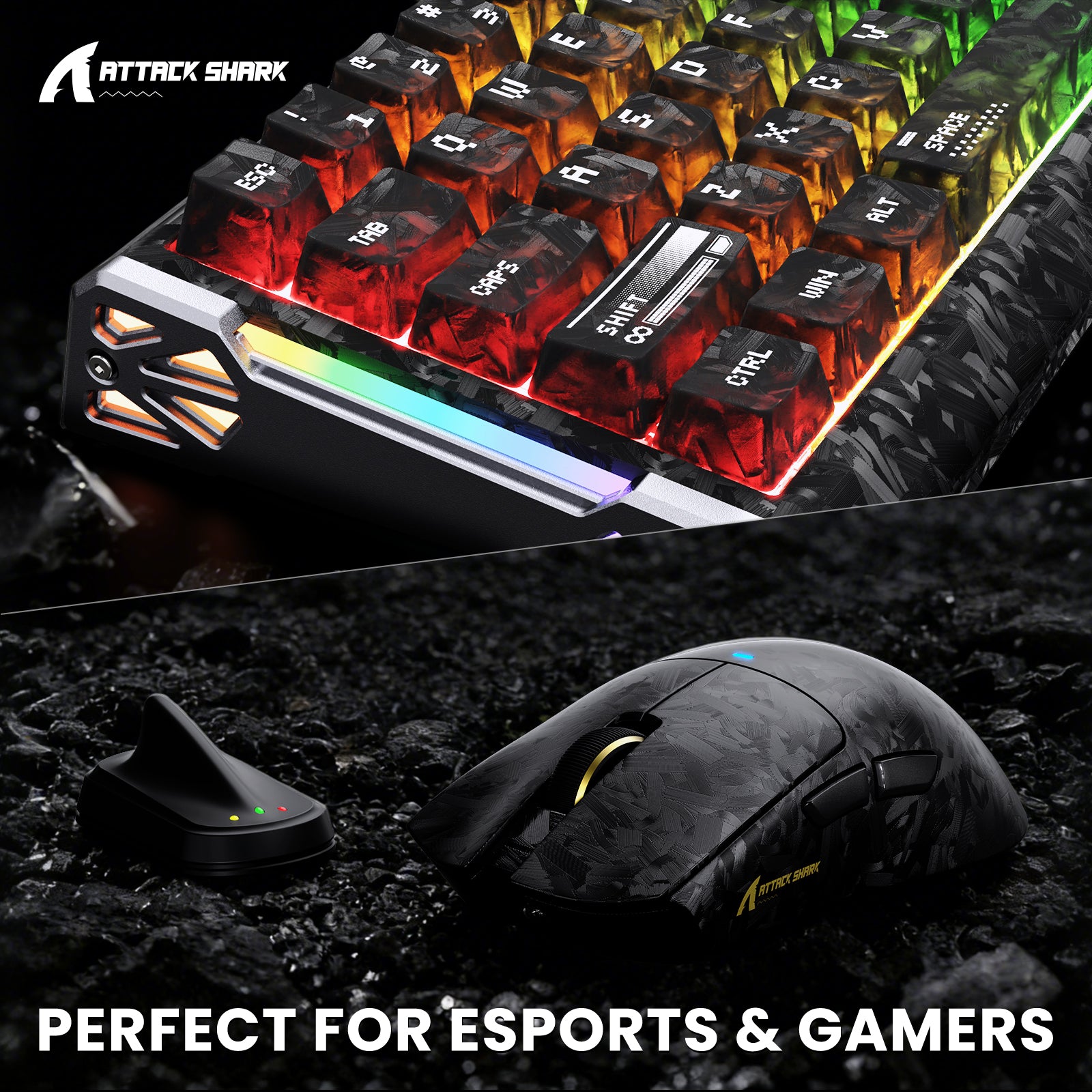 ATTACK SHARK R68 HE & X11 ULTRA Bundle Gaming in Fibra di Carbonio con Cavo Avvolto C01 ULTRA