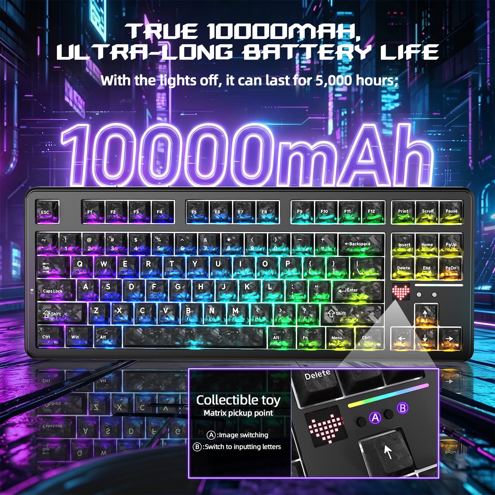 ATTACK SHARK X87 ULTRA Tastiera da gioco wireless con ricevitore 8KHz e cavo a spirale RGB