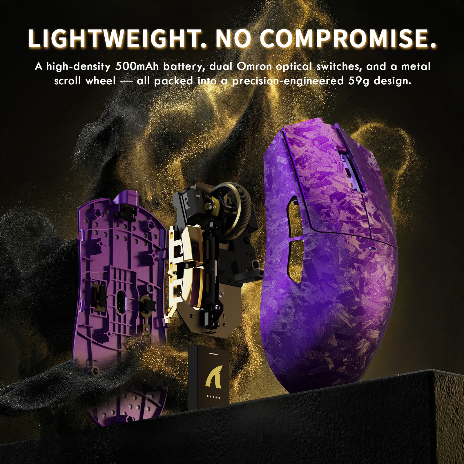 Mouse da gioco wireless ATTACK SHARK X11 ULTRA in fibra di carbonio con cavo LED C06 Ultra