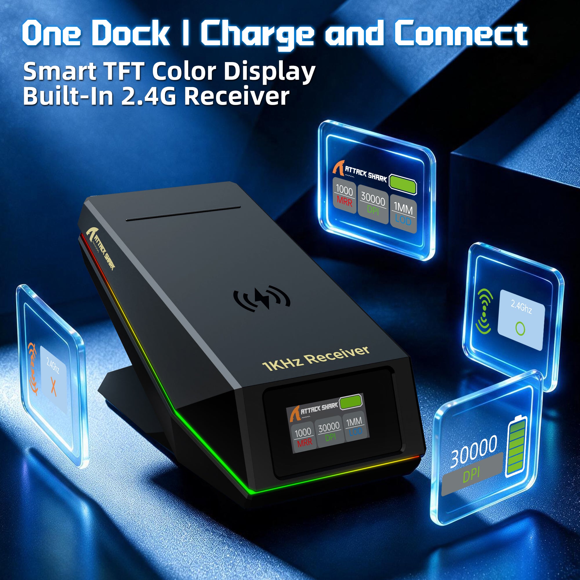 Mouse da gioco wireless ATTACK SHARK X11 PRO V2 con dock di ricarica e display TFT
