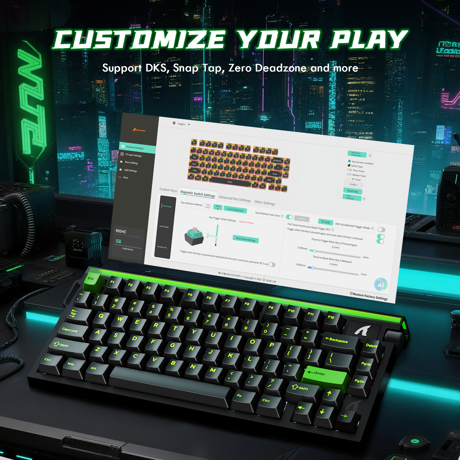 ATTACK SHARK R85 HE Tastiera Rapid Trigger Switch Magnetici con Lightbox Personalizzabile