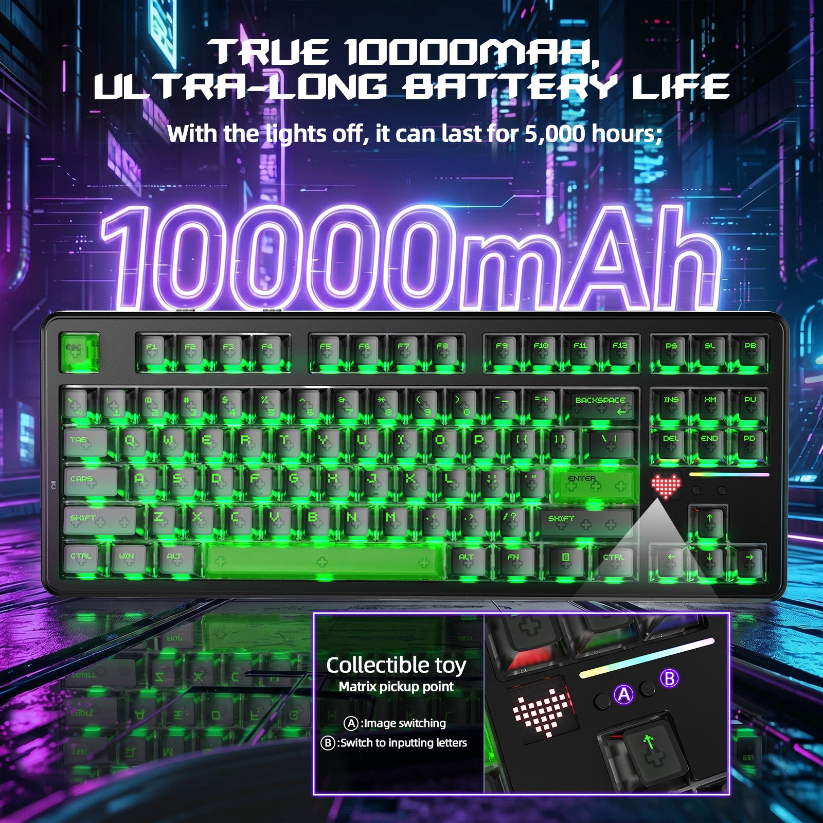 ATTACK SHARK X87 ULTRA Tastiera da gioco wireless con ricevitore 8KHz e cavo a spirale RGB