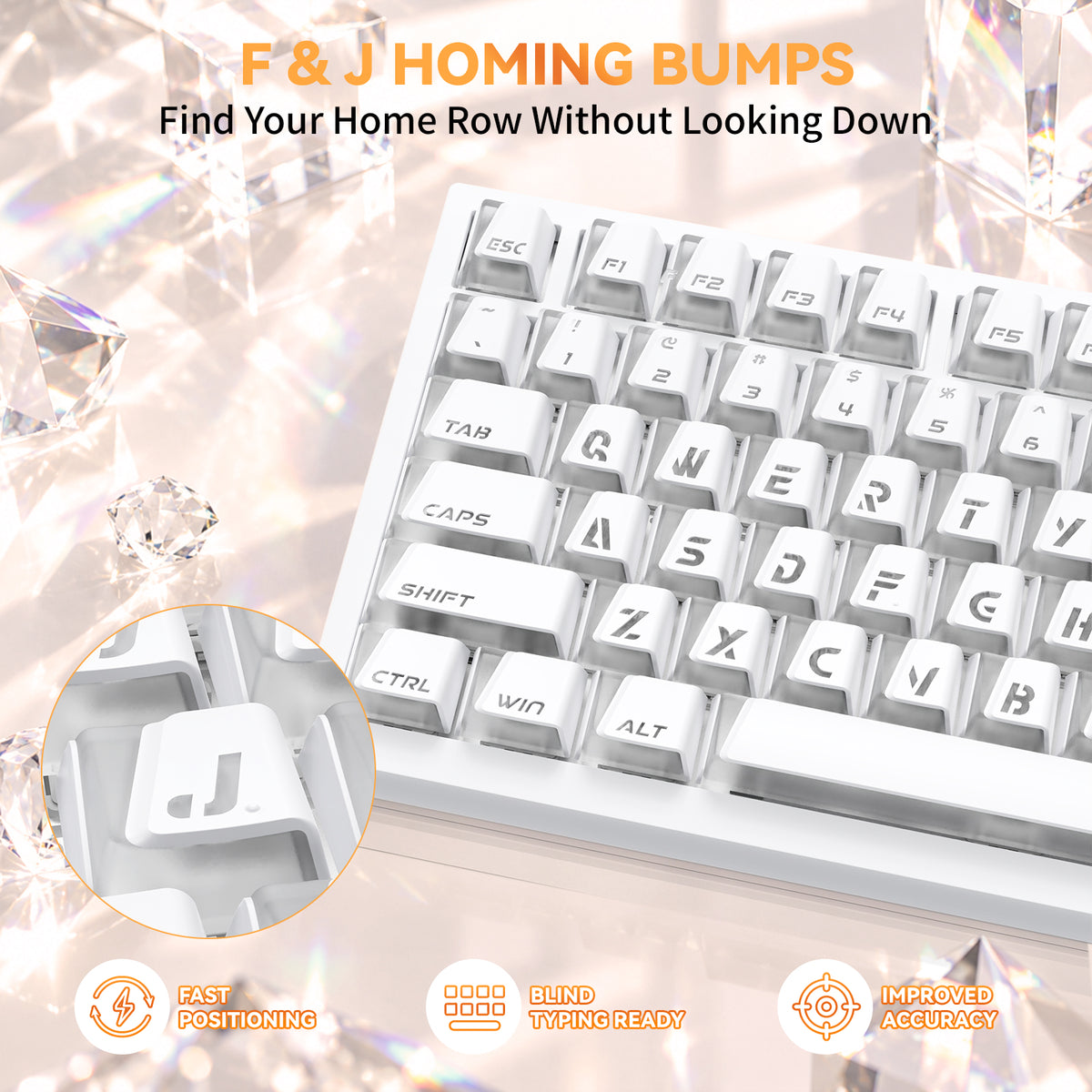 ATTACK SHARK SK07, 131 tasti, keycap Prism con retroilluminazione trasparente, ANSI, bianco