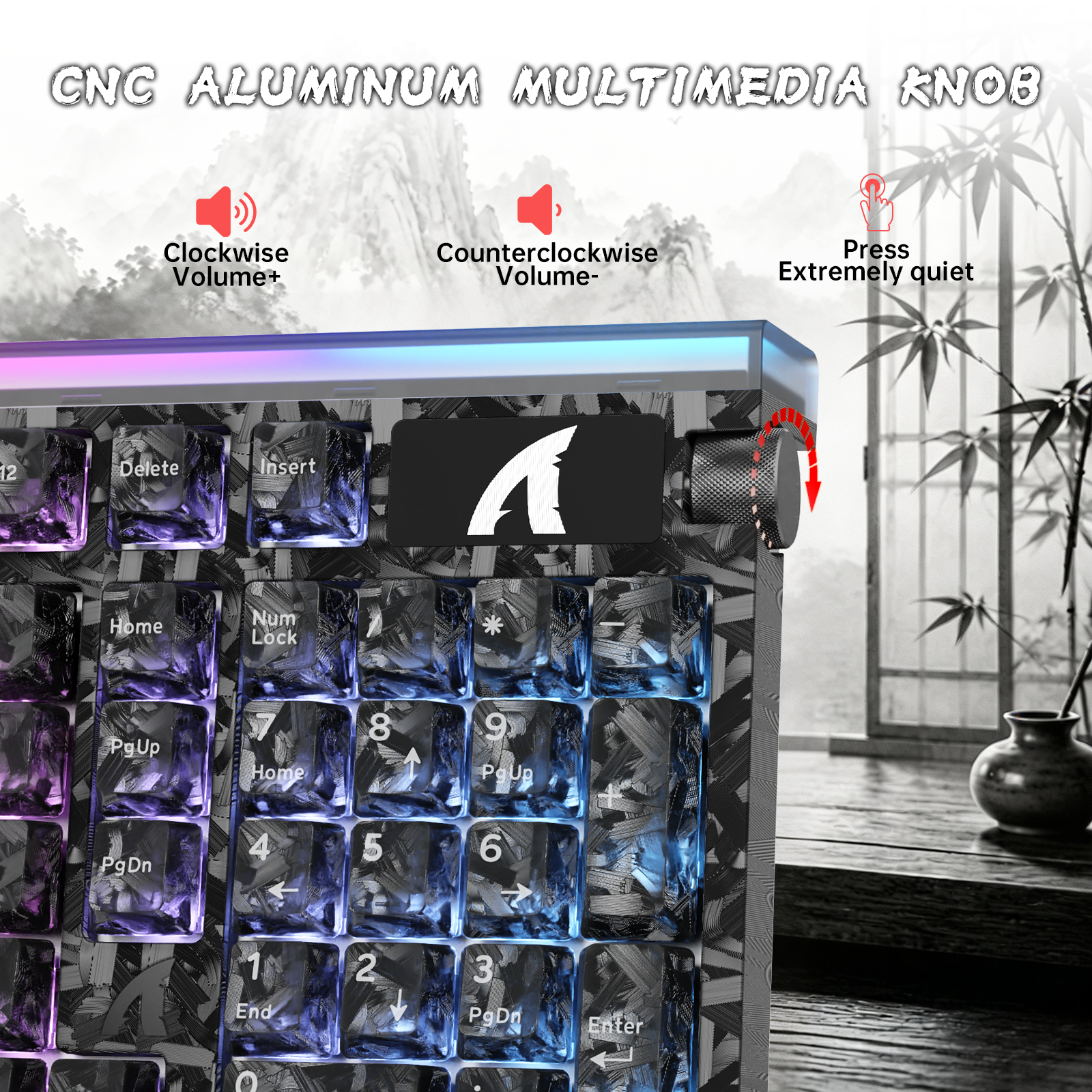 Tastiera con cavo ATTACK SHARK R98 HE in fibra di carbonio, interruttore magnetico a scatto rapido cablato con cavo avvolto Ultra RGB C01