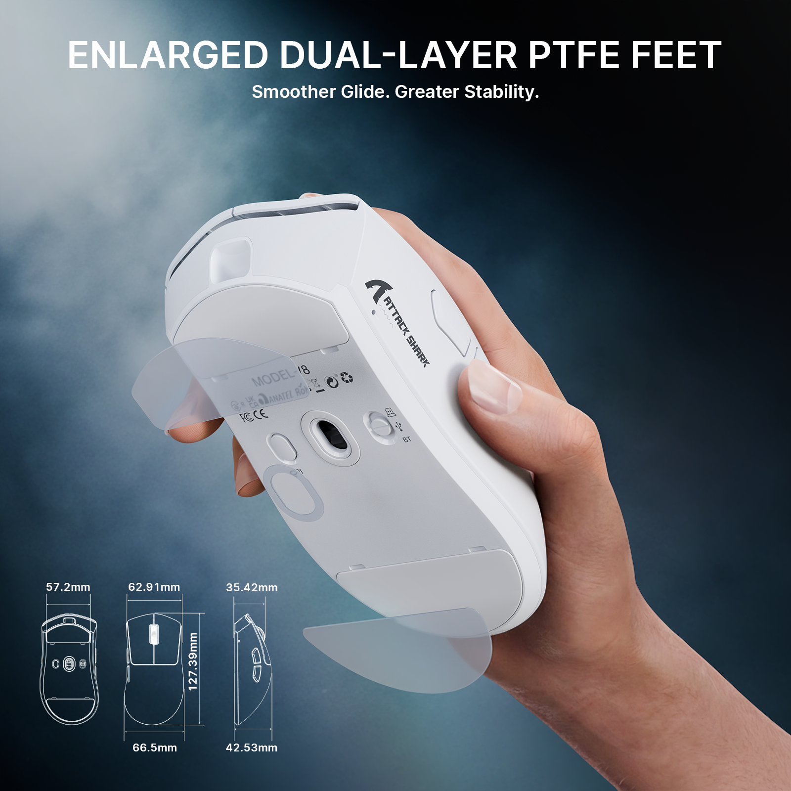 Mouse da gaming wireless ergonomico ultraleggero ATTACK SHARK V8