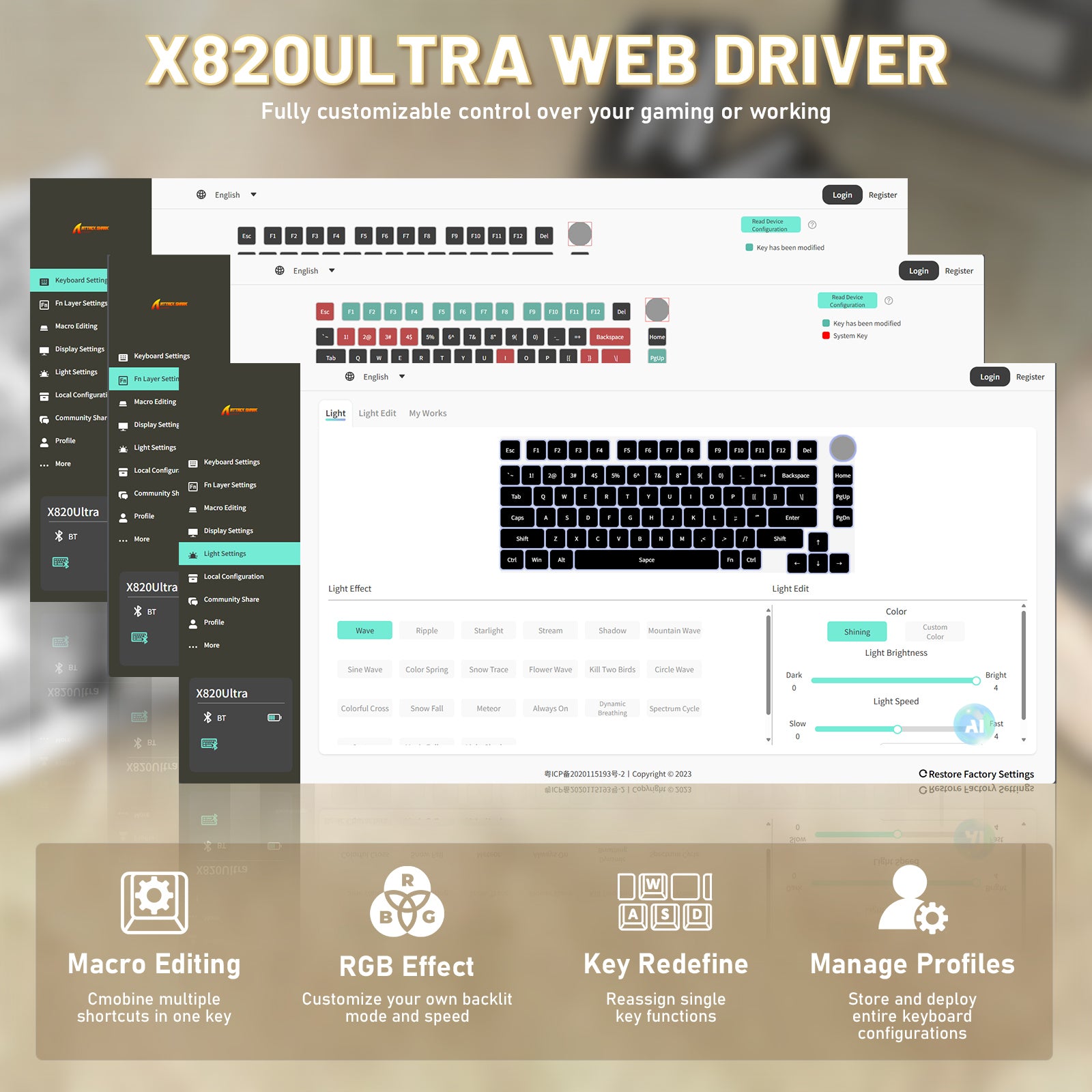 Tastiera meccanica ATTACK SHARK X820ULTRA con cavo a spirale C01ULTRA