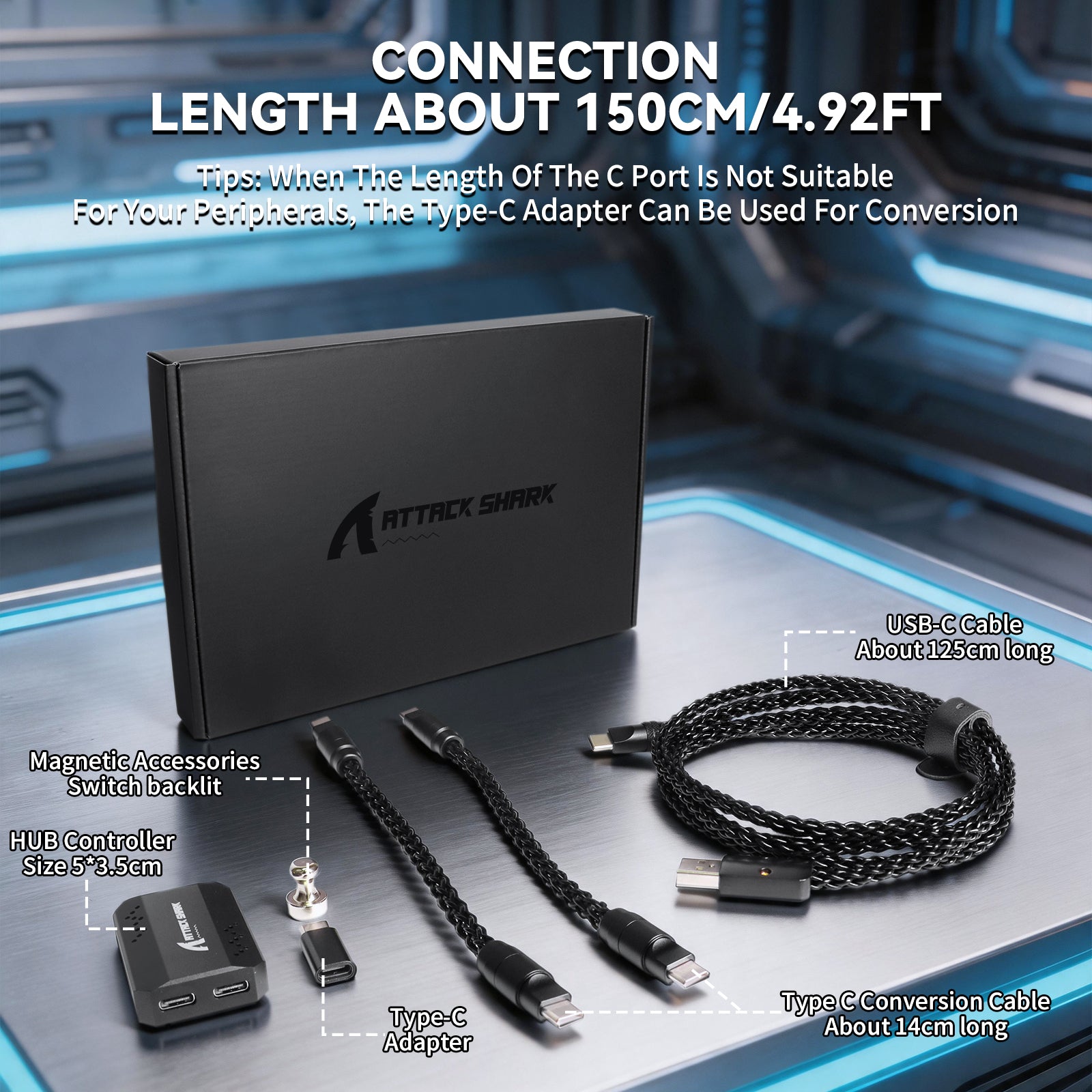 ATTACK SHARK C07 PRO Cavo 2-in-1 Type C per tastiera/mouse da gioco 8KHz