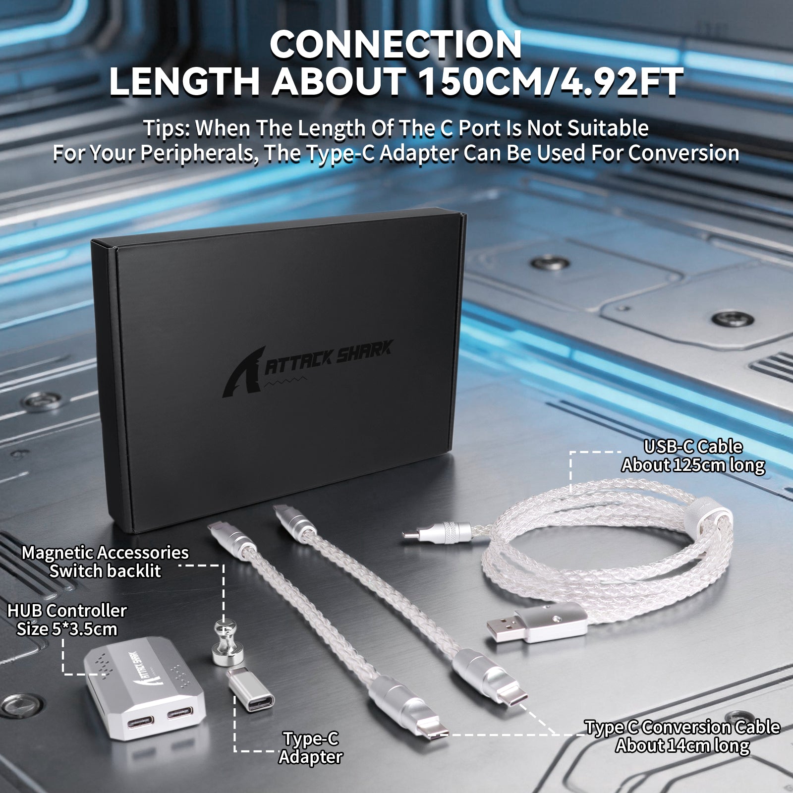 ATTACK SHARK C07 PRO Cavo 2-in-1 Type C per tastiera/mouse da gioco 8KHz