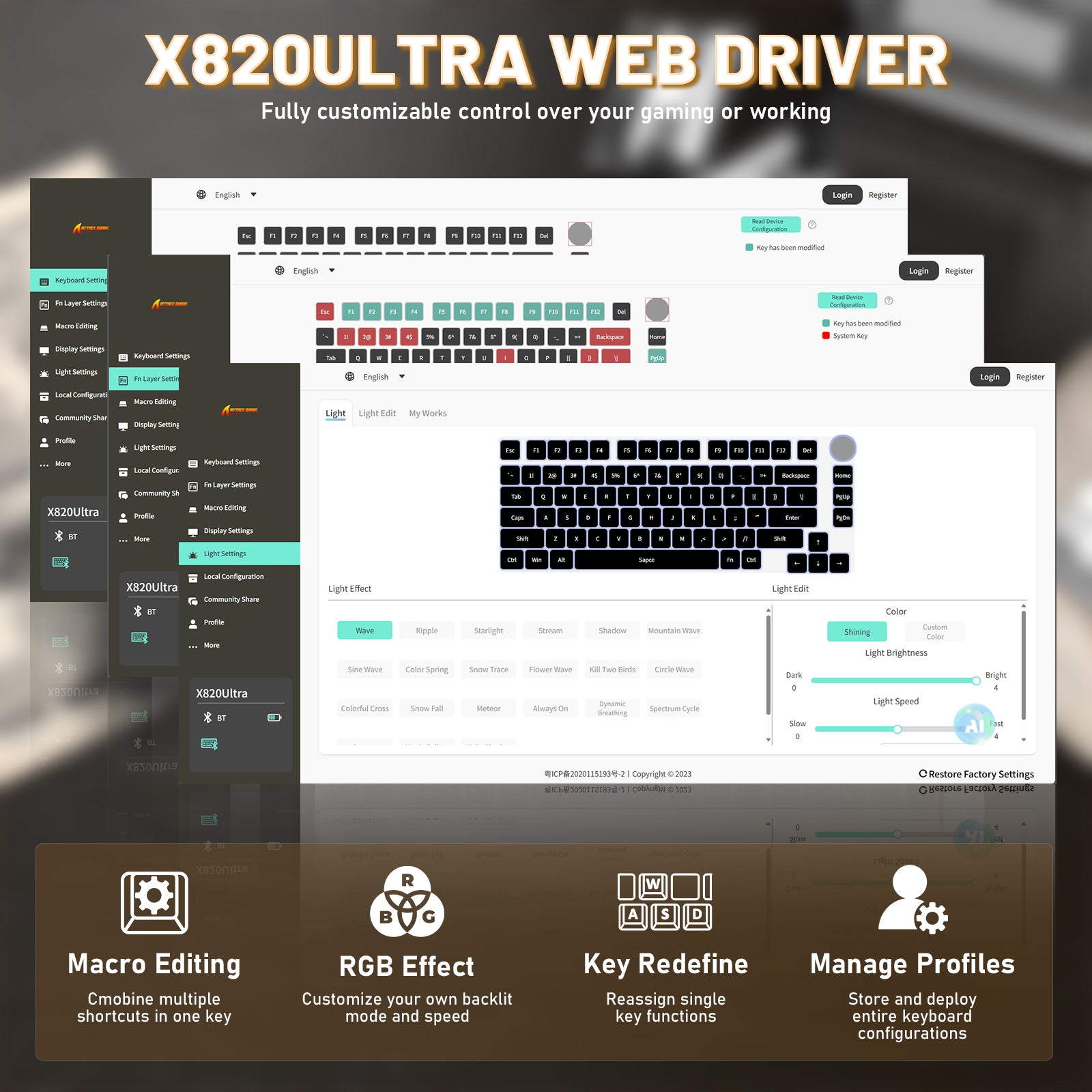 Tastiera meccanica ATTACK SHARK X820ULTRA con cavo a spirale C01ULTRA