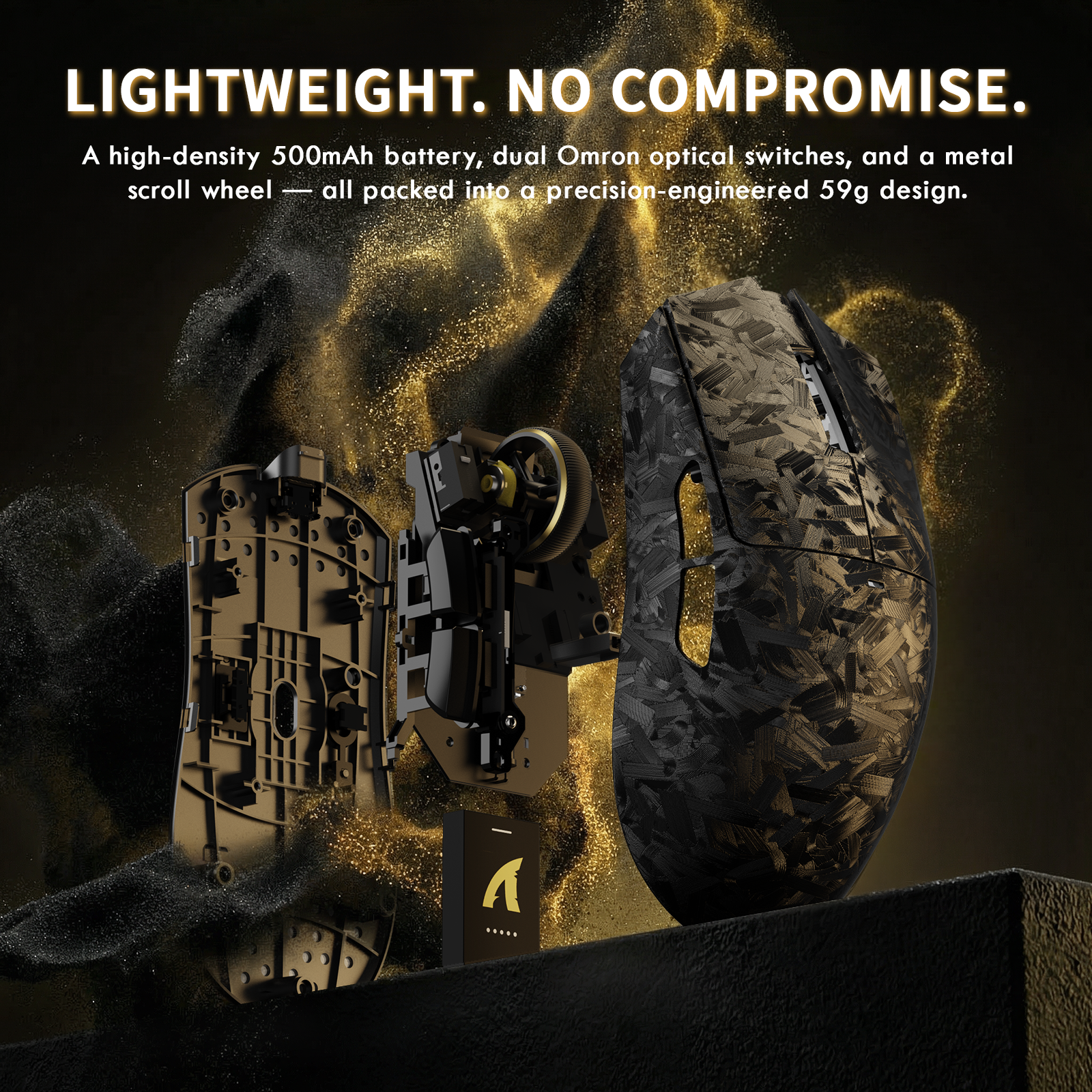 Mouse da gioco wireless ATTACK SHARK X11 ULTRA in fibra di carbonio con cavo LED C06 Ultra