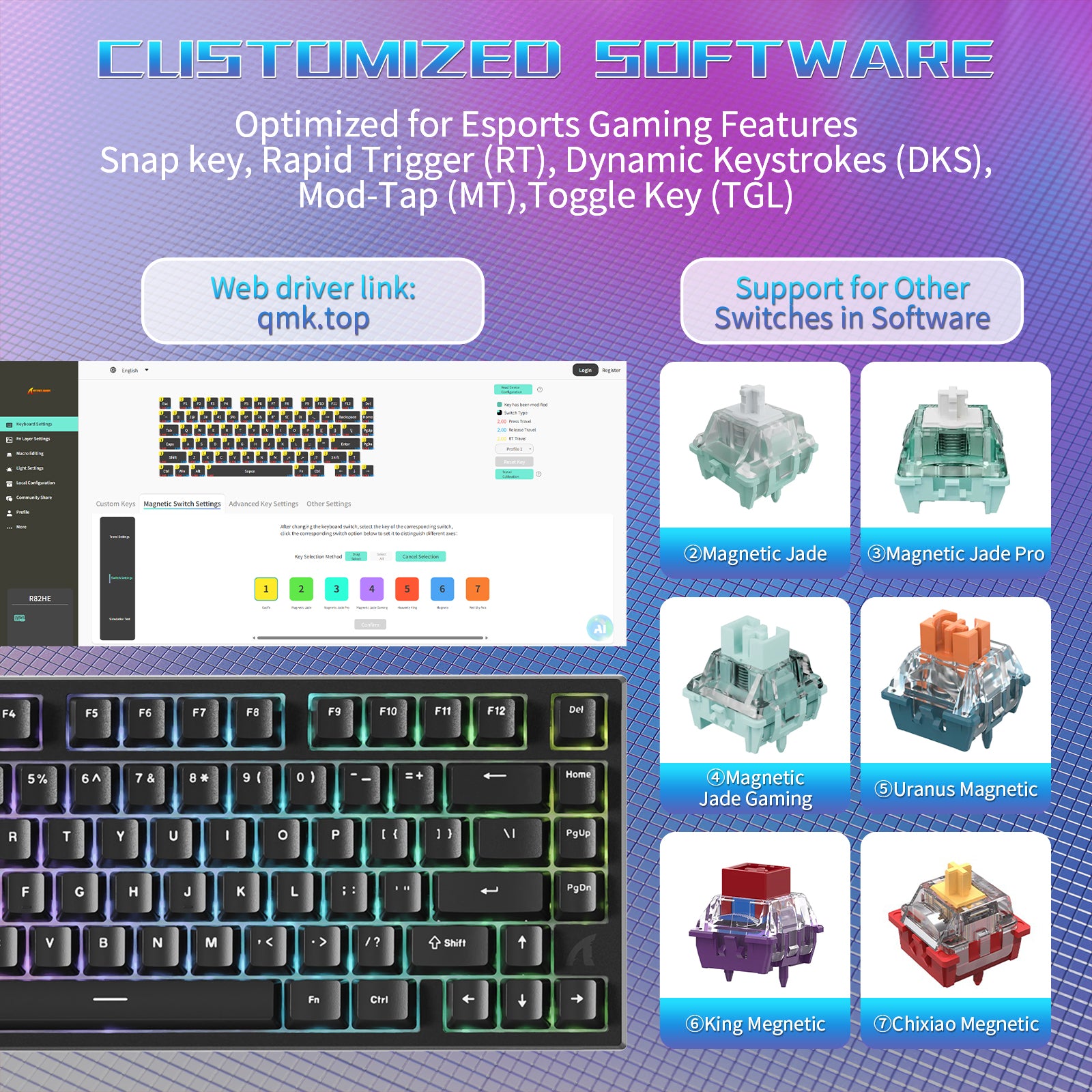 ATTACK SHARK R82 HE Tastiera Gaming Wired 75% con Cavo LED C01ULTRA