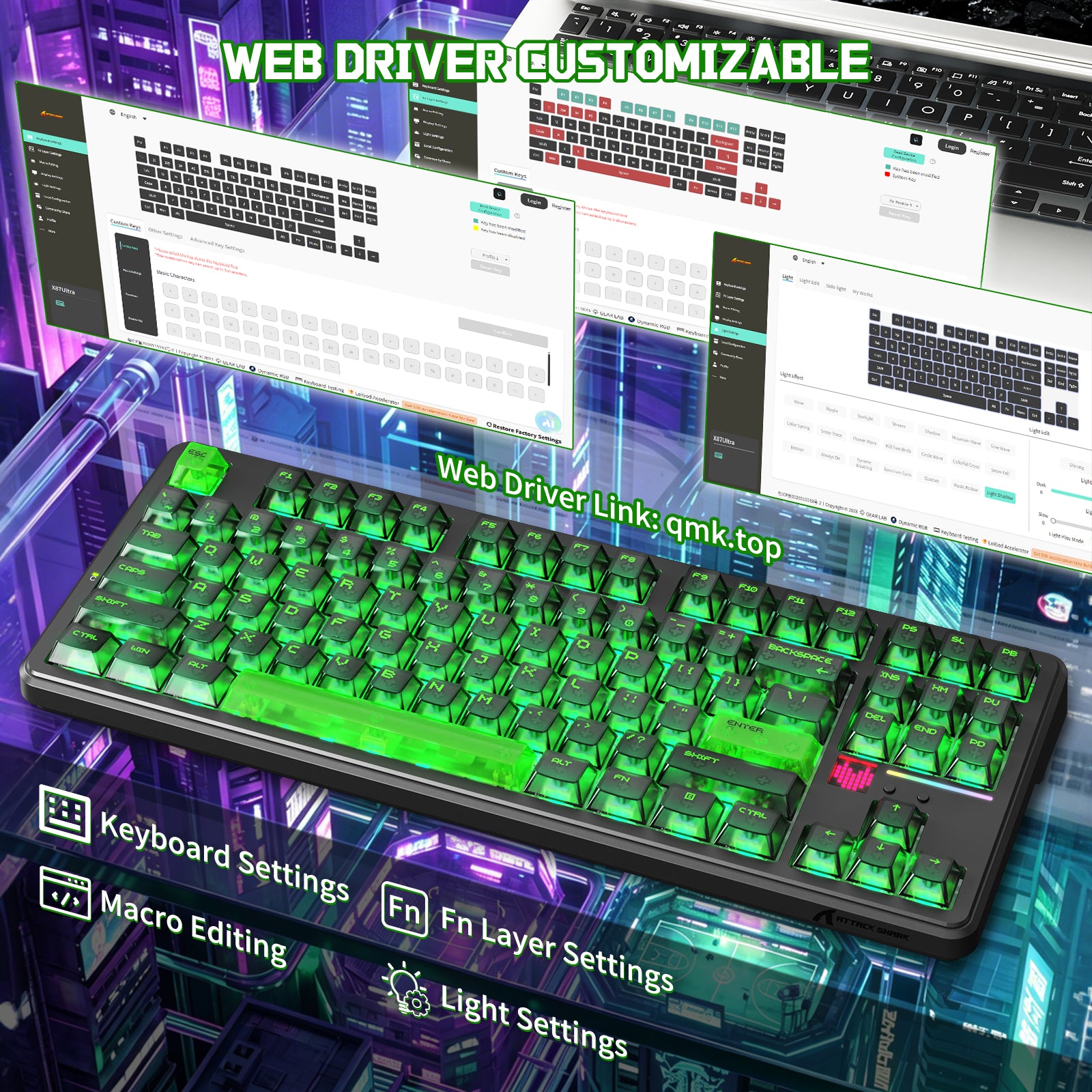 ATTACK SHARK X87 ULTRA Tastiera meccanica wireless con ricevitore wireless 8K